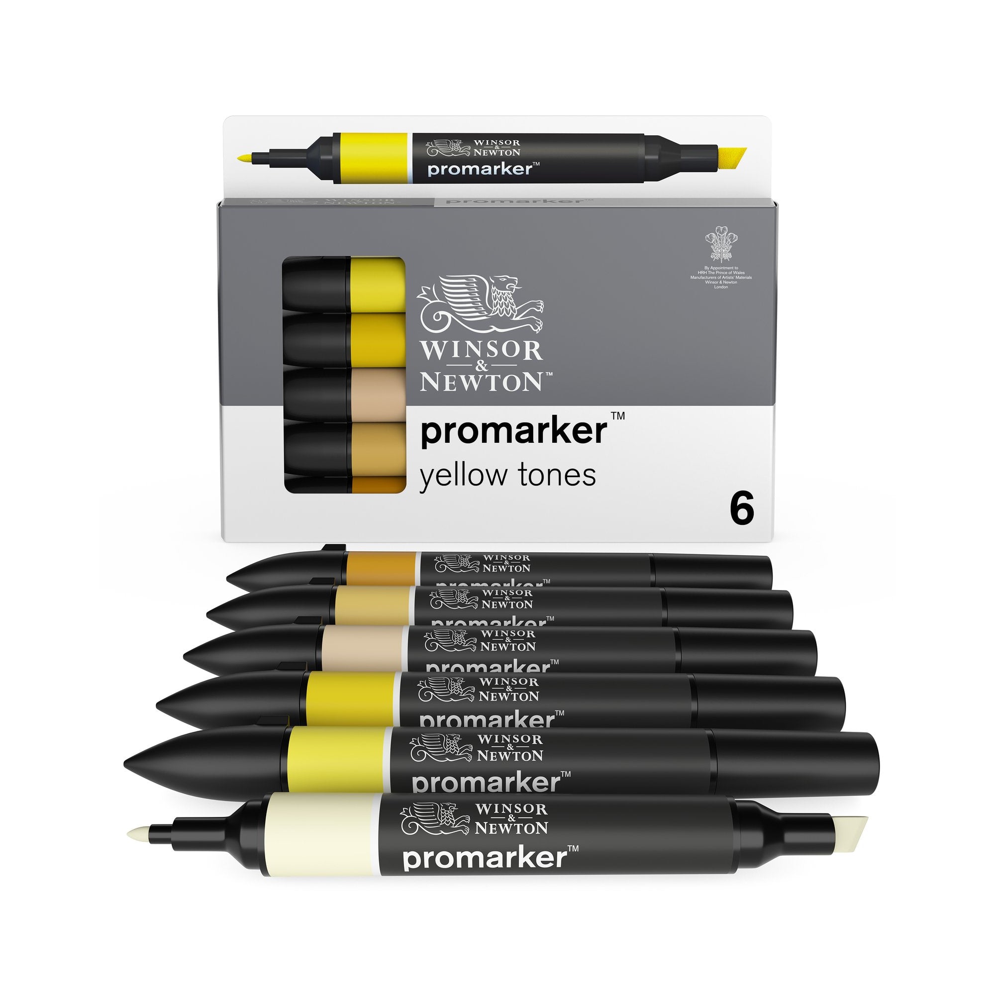 6-Piece Double-Tip Promarker Marker Set - Vibrant Yellow Tones