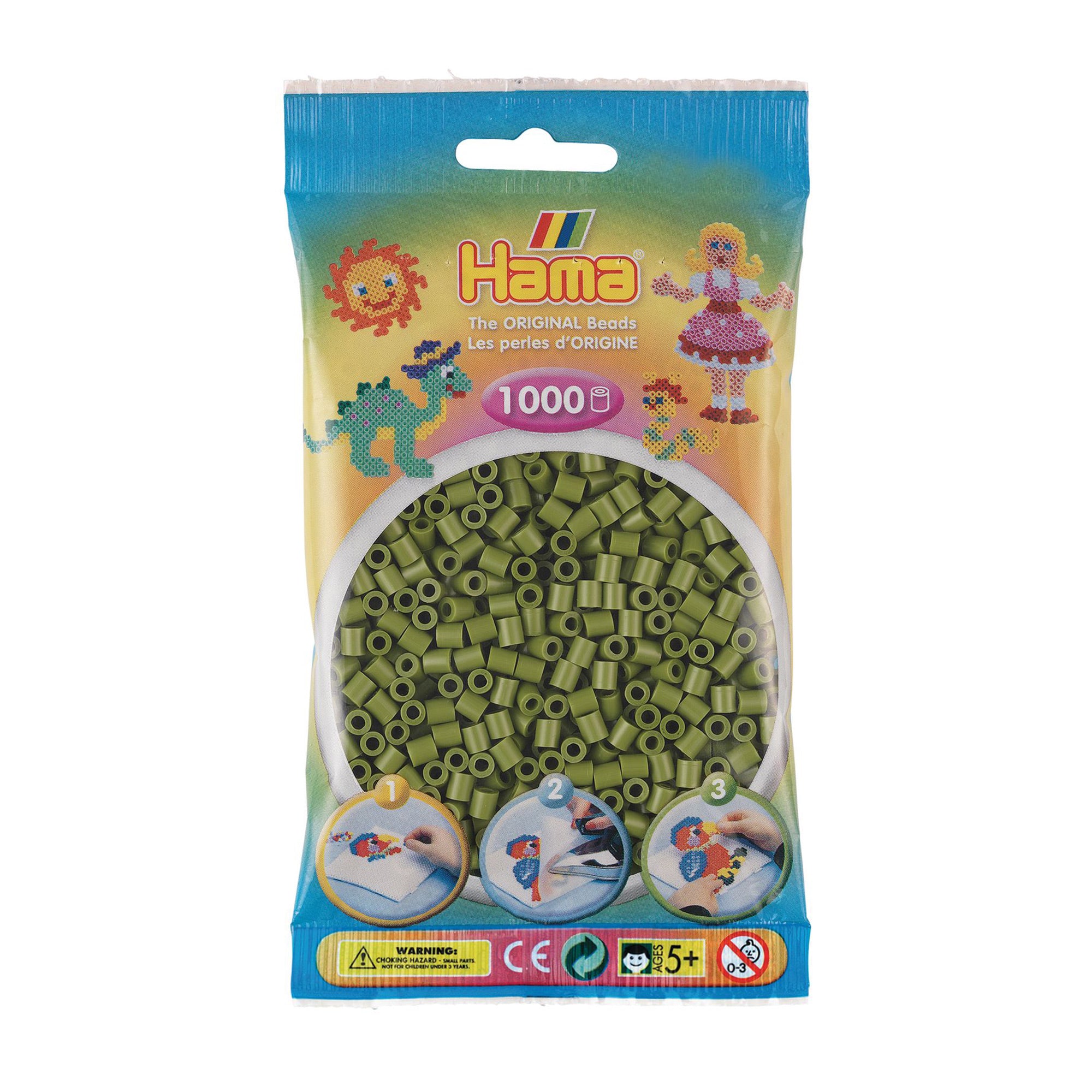 1000-Piece Hama Midi Beads Set in Stunning Olive Green