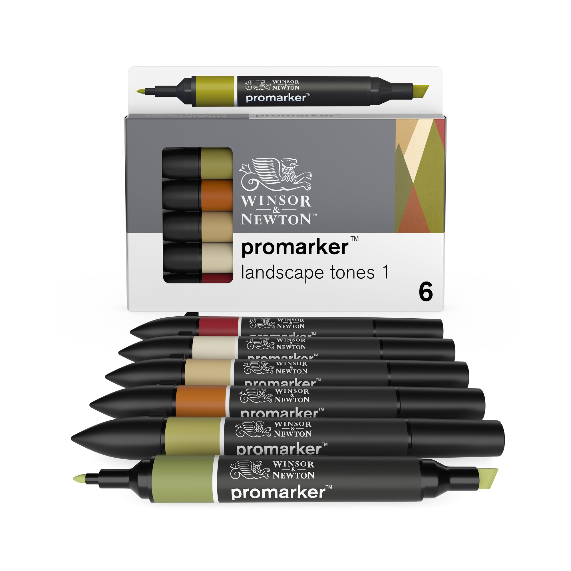 Stunning 6-Piece Double-Tip Promarker Marker Set - Landscape Tones
