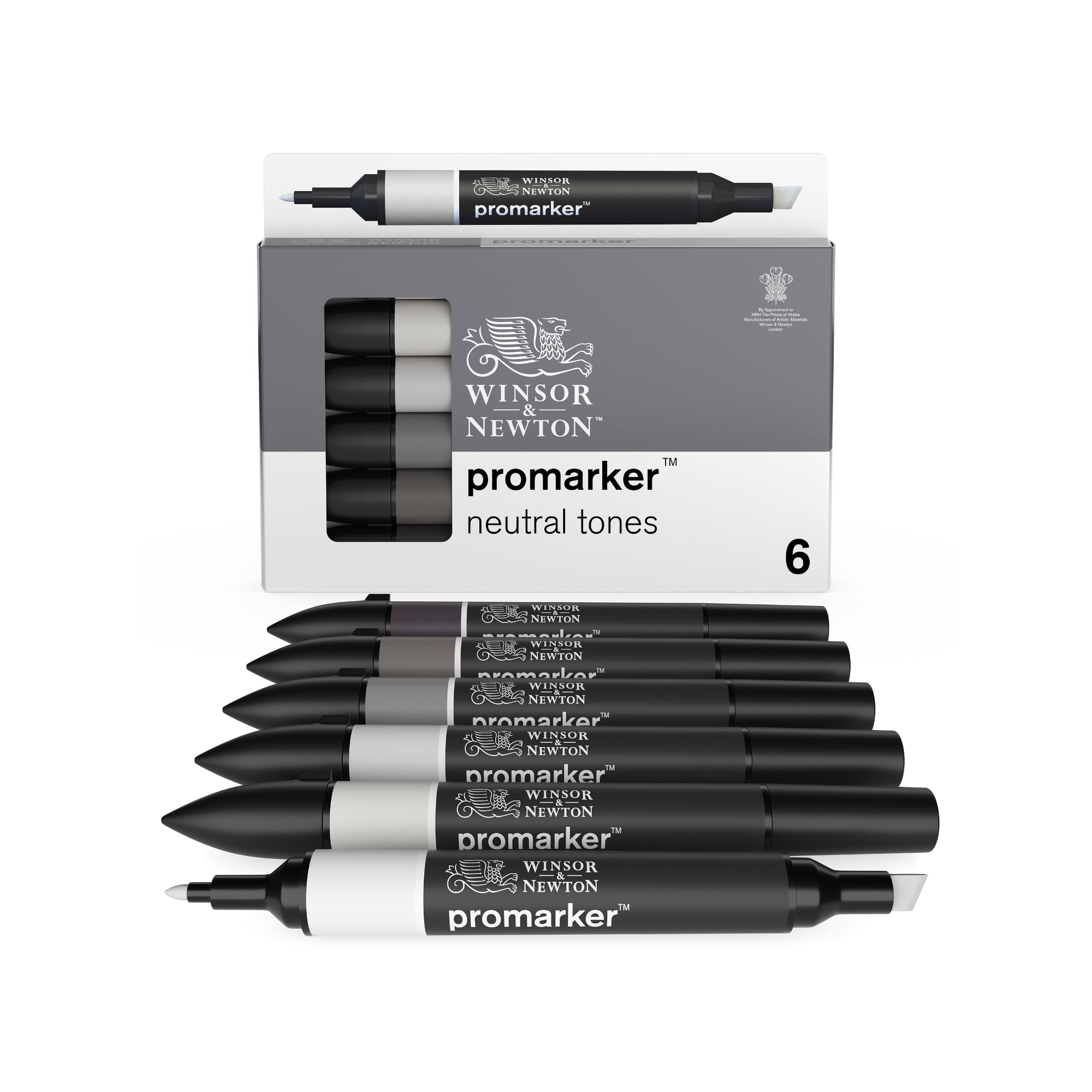 Must-Have 6-Piece Double-Tip Promarker Marker Set in Elegant Neutral Colors