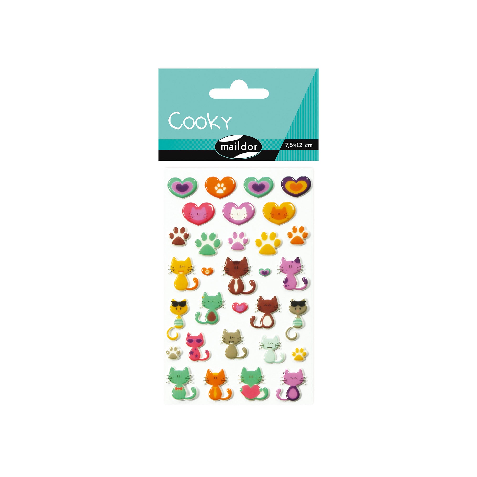 Adorable Cat & Heart Cooky Stickers