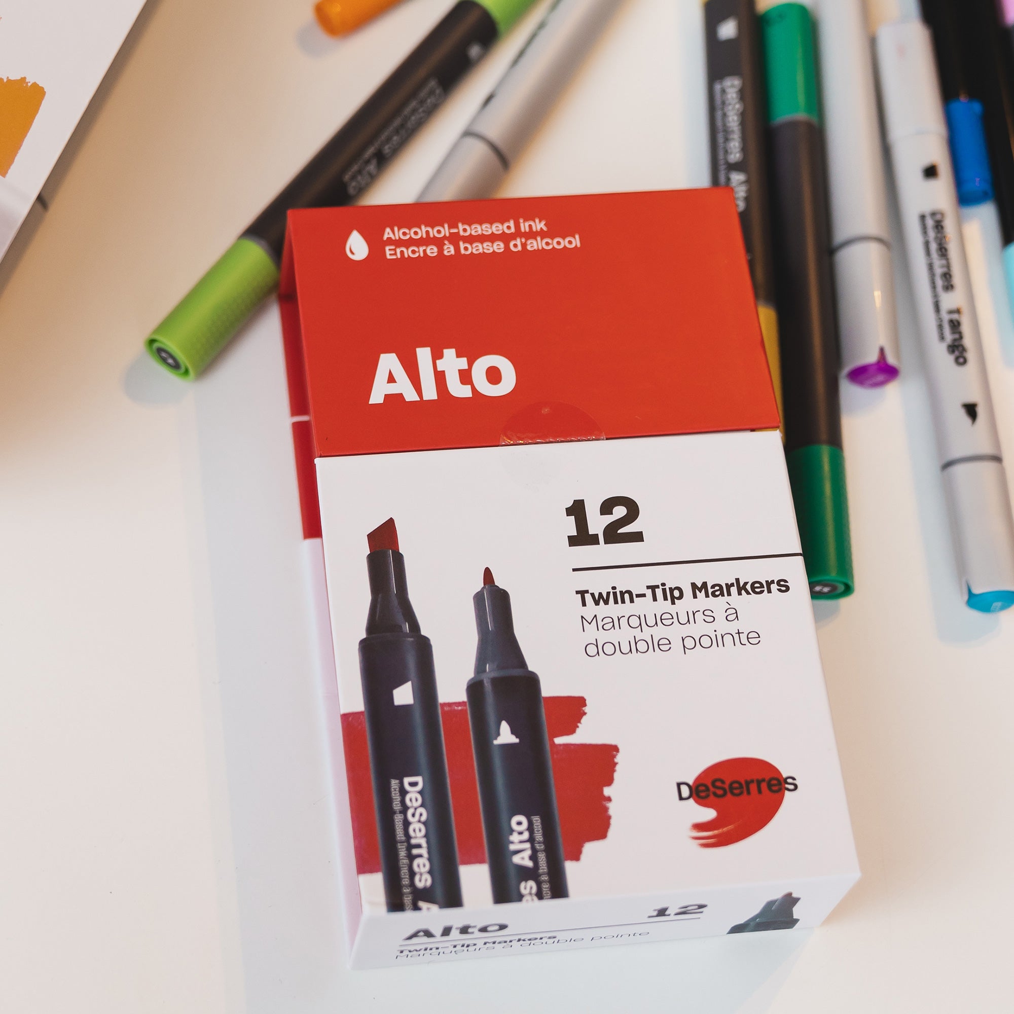 Alto 12-Pack Marker Set: Essential Colors with Chisel and Fine Tips