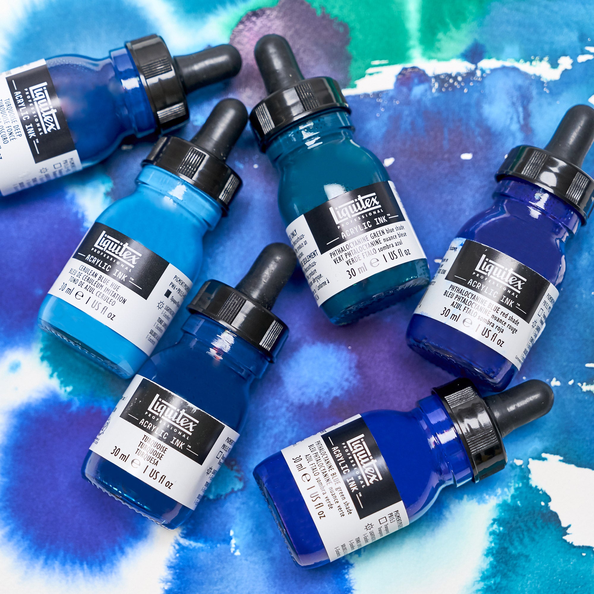 Liquitex Aqua Acrylic Ink Set - 6 Bottles, 30 ml Each
