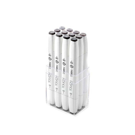 12-Piece Touch Twin Brush Marker Set - Warm Grey - Unleash Your Creativity!