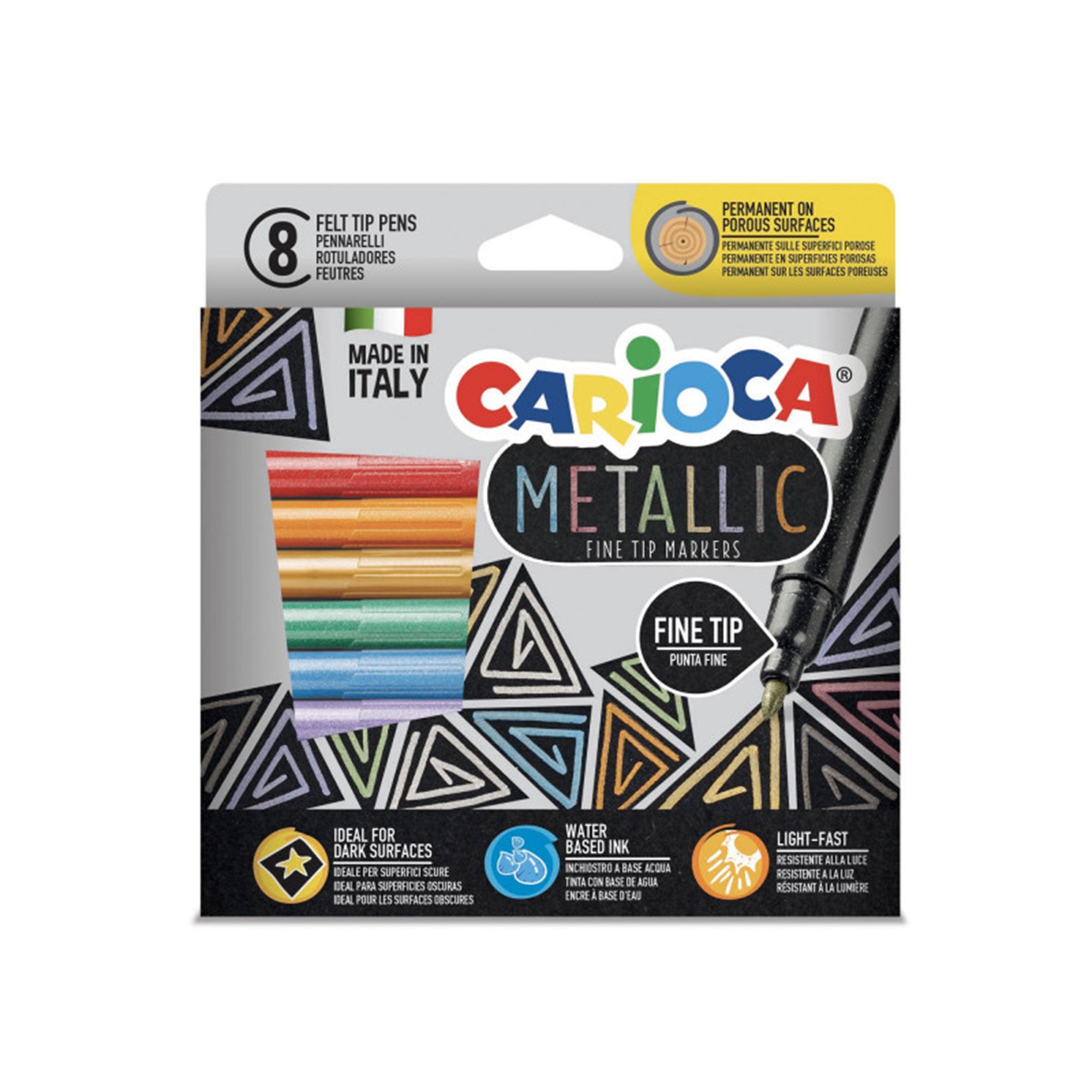 8-Pack Carioca Metallic Fine Tip Markers - Unleash Your Creativity!