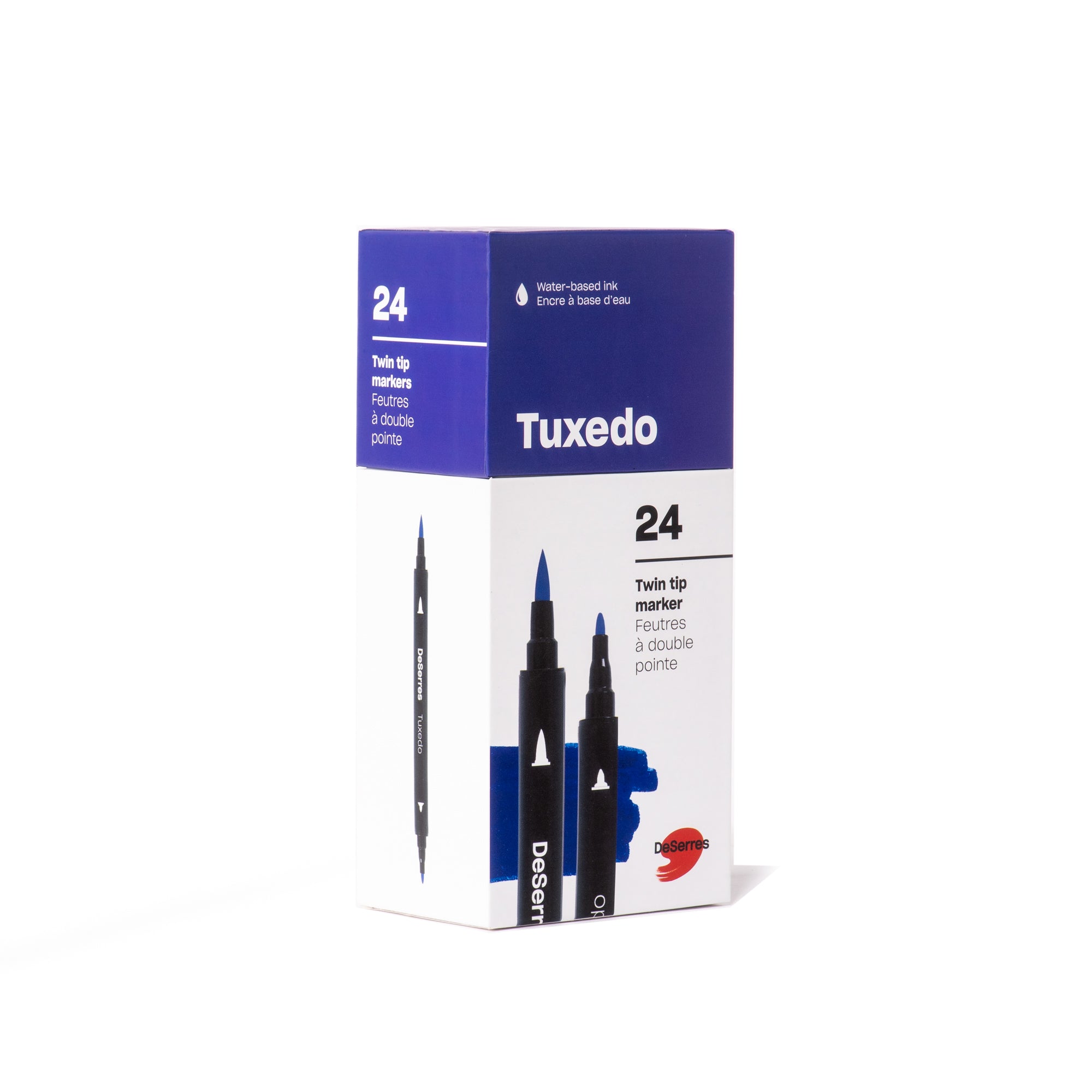 24-Pack Tuxedo Double-Ended Markers Set in Assorted Colors - Fine and Brush Tips!