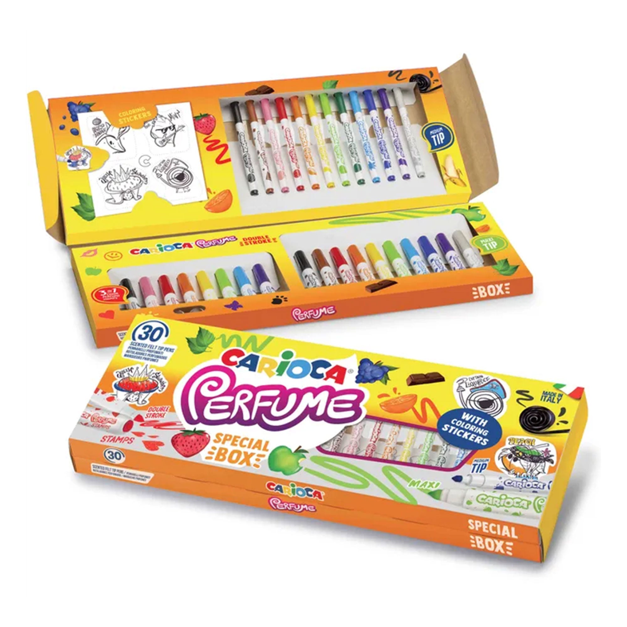 30-Pack Carioca Scented Perfume Markers Bundle with Stickers