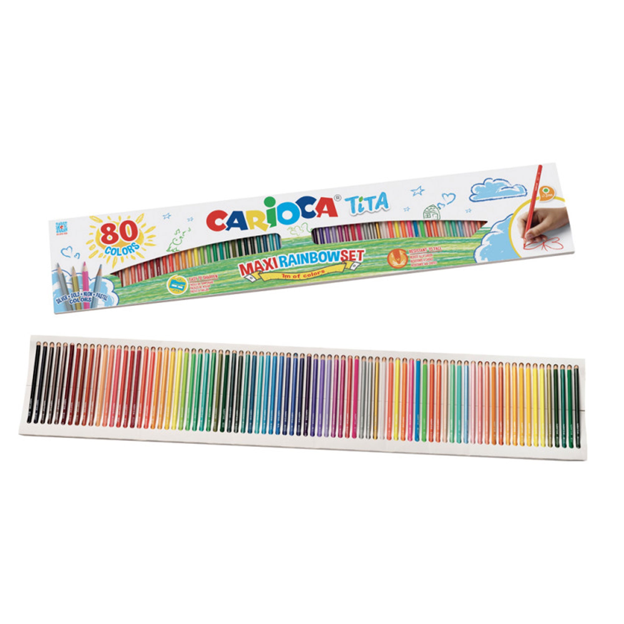 80-Piece TITA Resin Colored Pencils - Spectacular Maxi Rainbow