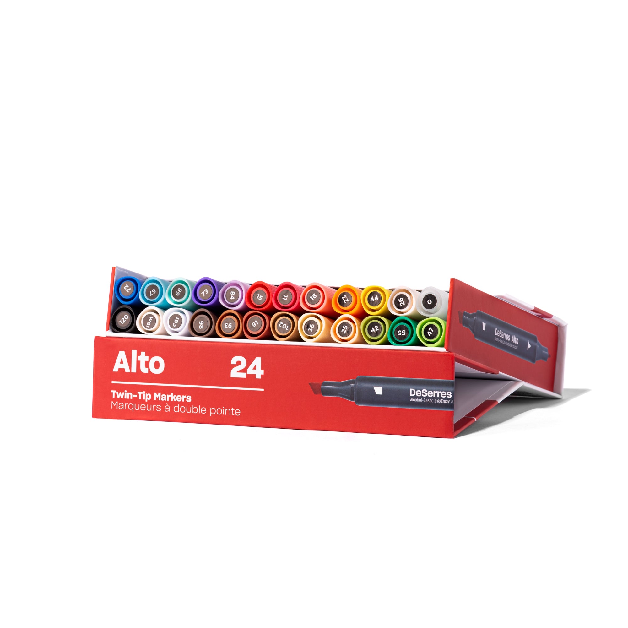24-Pack Alto Twin-tip Marker Set: Basic Colors with Chisel and Fine Tips - Unleash Your Creativity!