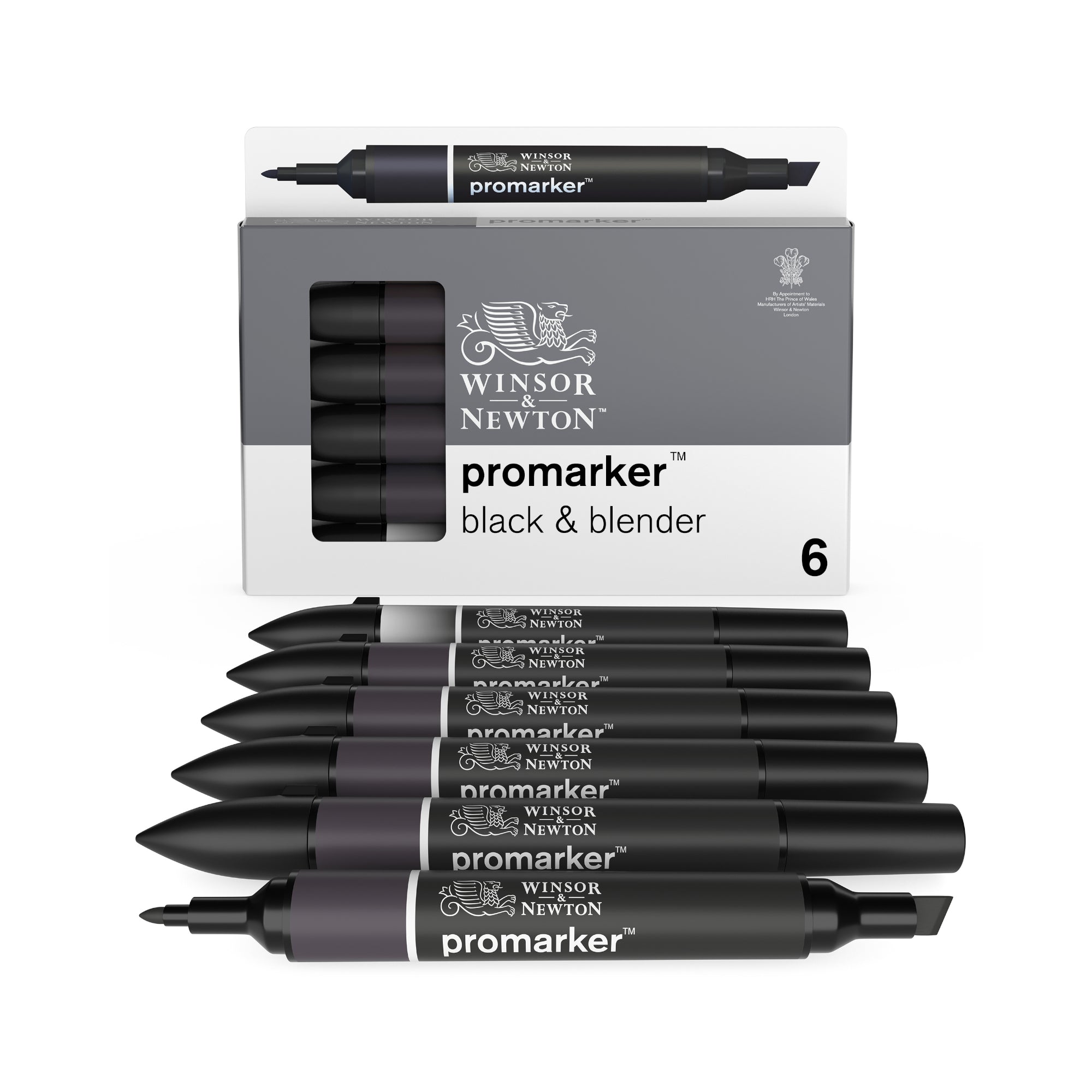 6-Piece Double-Tip Promarker Marker Set: Unleash Your Creativity with Black & Blender