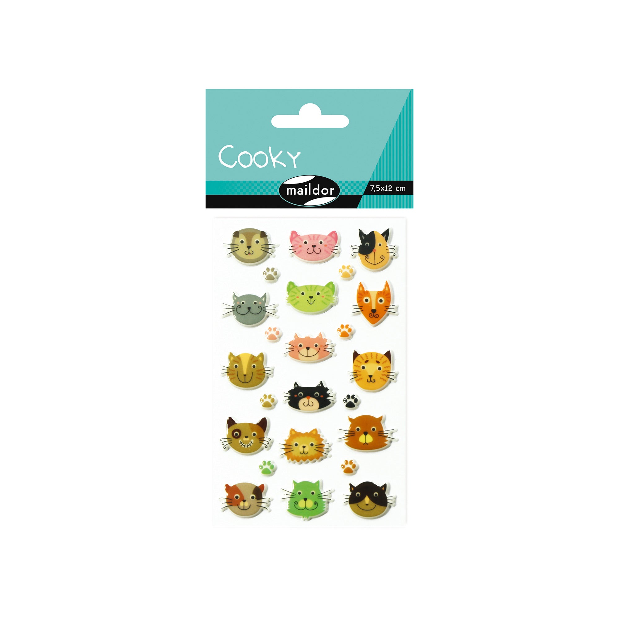 Adorable 3D Cat Head Cooky Stickers