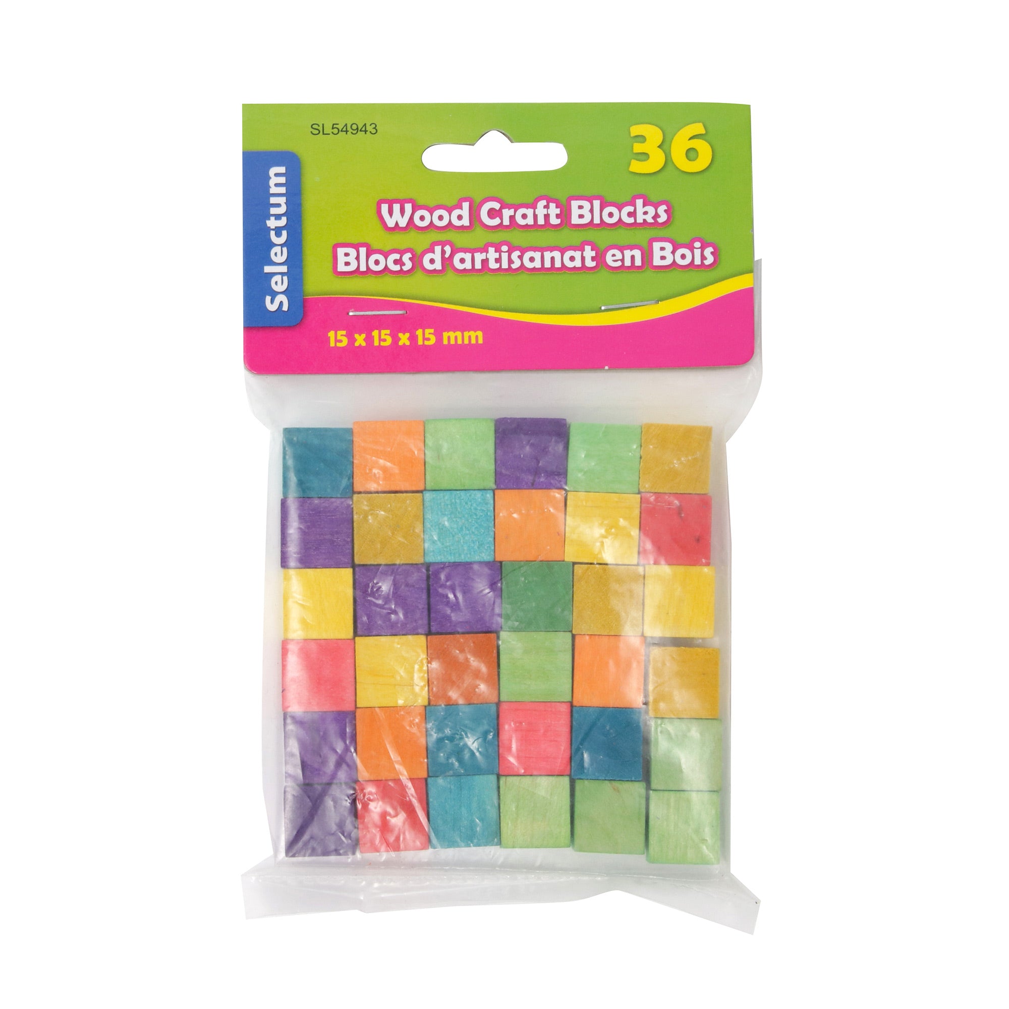 36-Piece Colorful Wood Craft Blocks - Unleash Your Creativity!