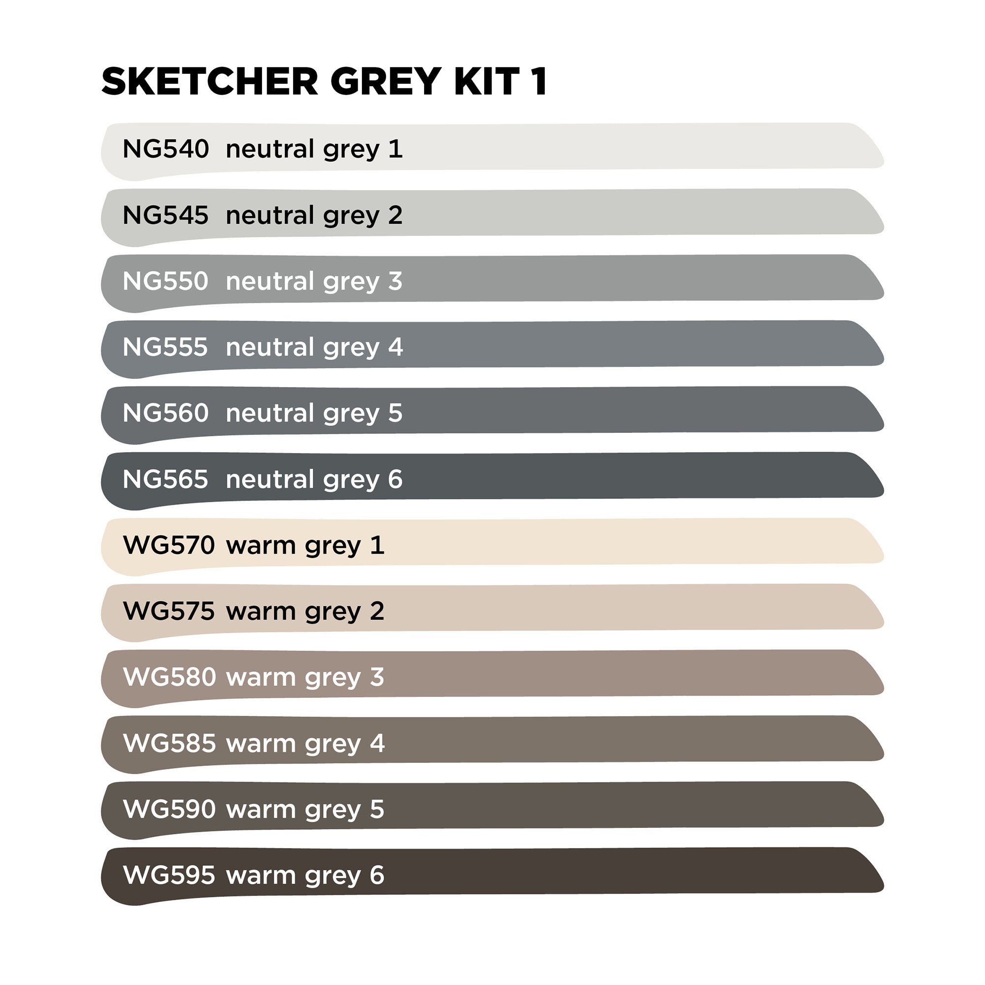 Molotow 12-Pack Sketcher Markers - Main Grey #1 Set: Unleash Your Creativity!
