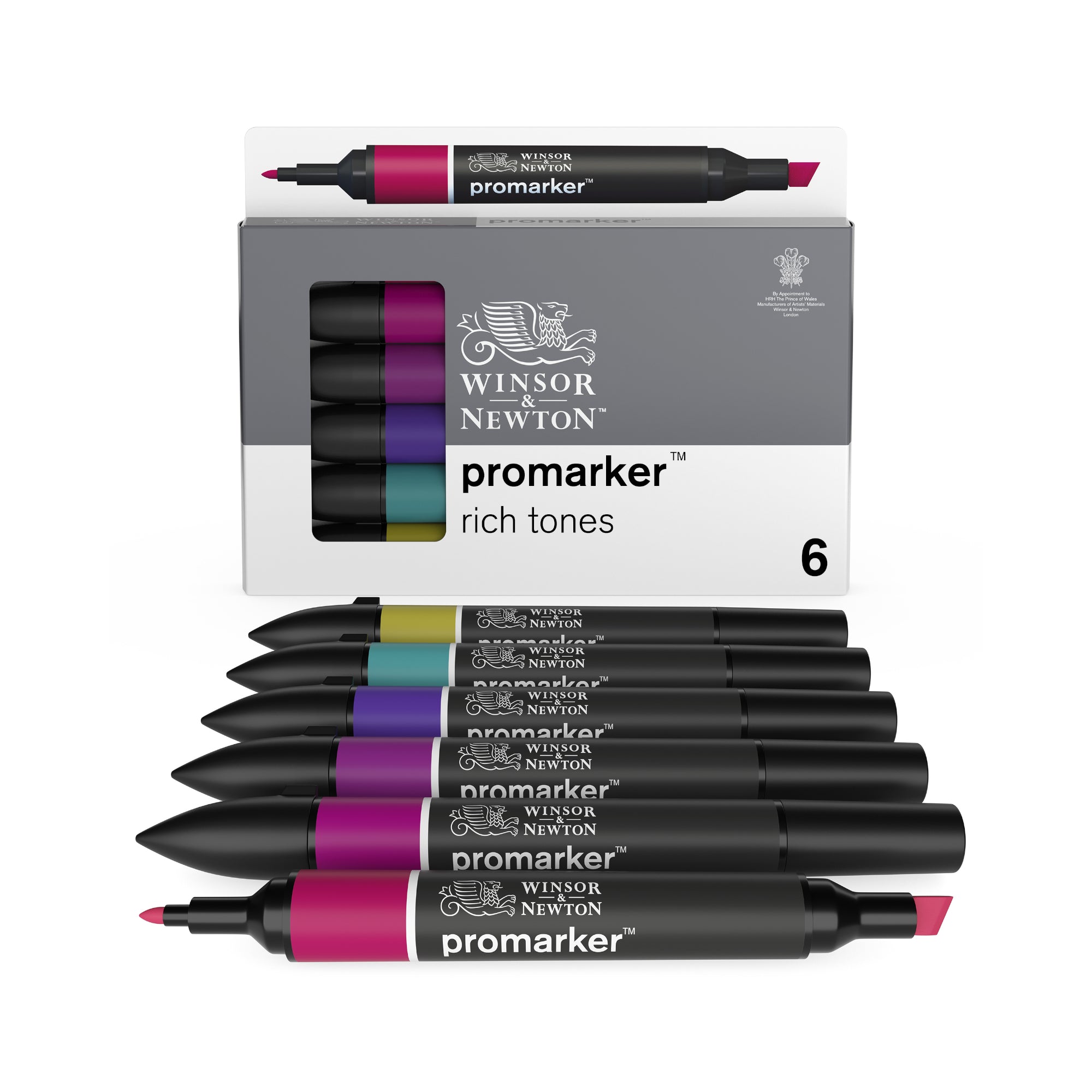 6-Piece Double-Tip Promarker Marker Set - Stunning Rich Tones