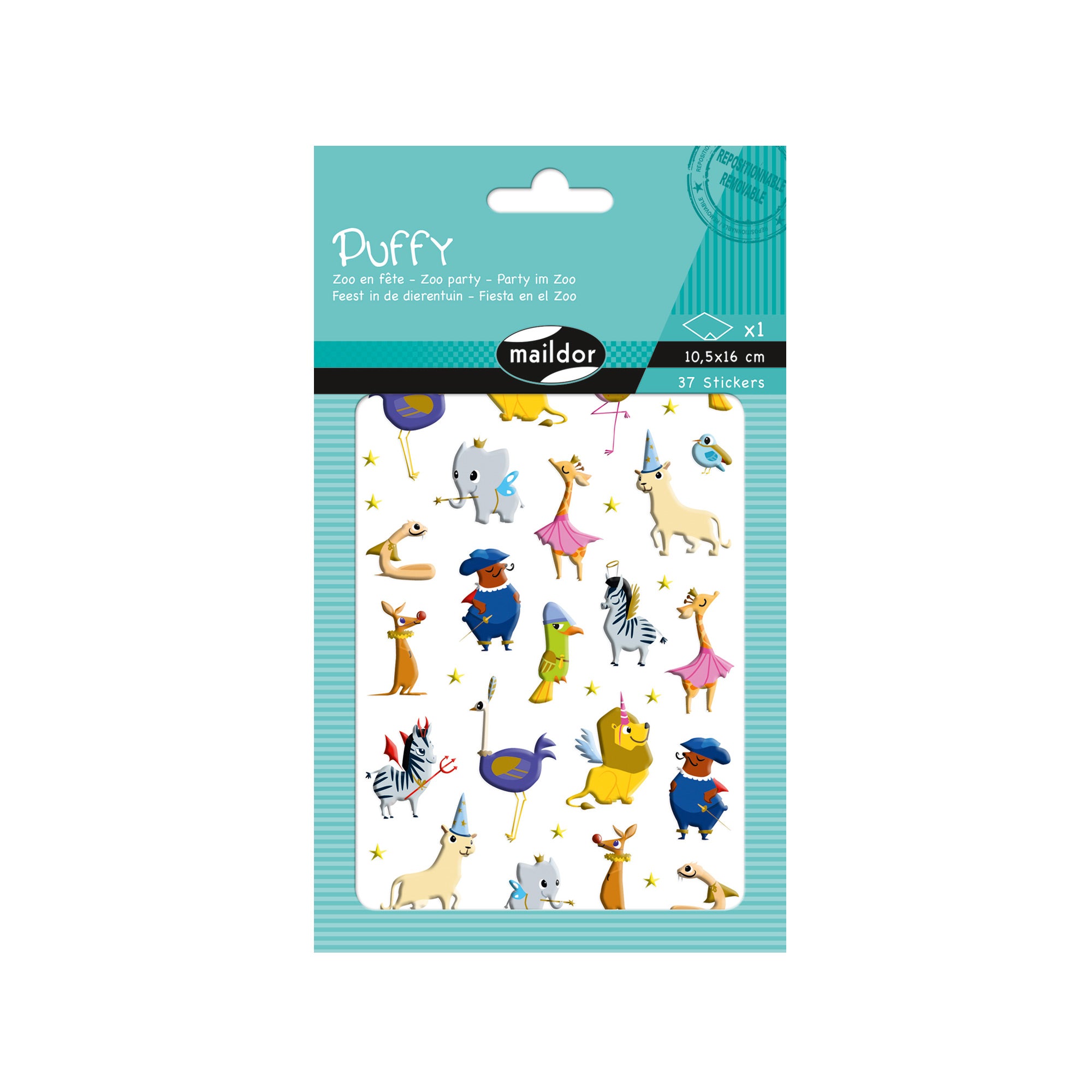 37-Piece Puffy Zoo Party Stickers - Unleash Your Creativity!