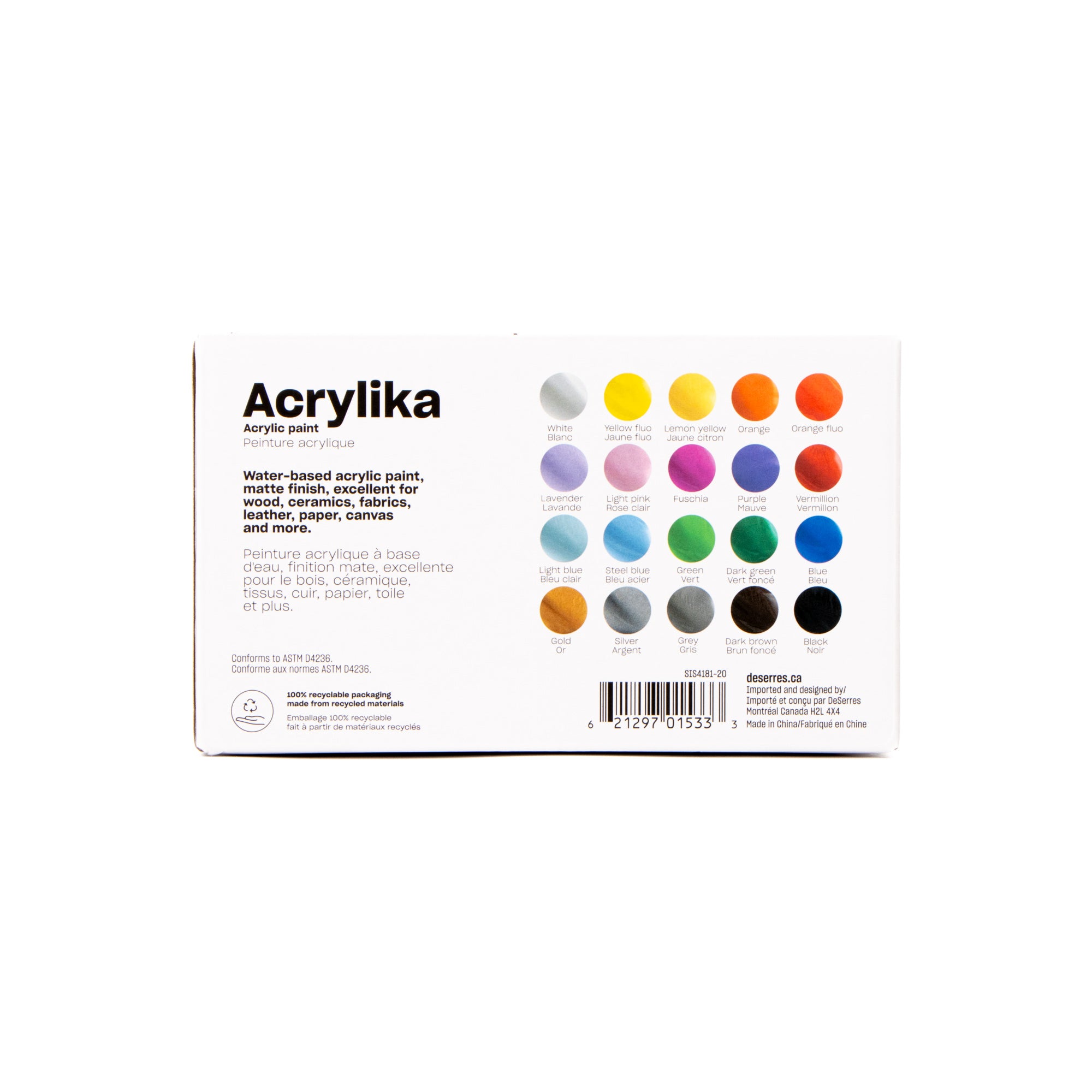 Acrylika Premium Acrylic Paint Kit - 20 Bottles of 60 ml