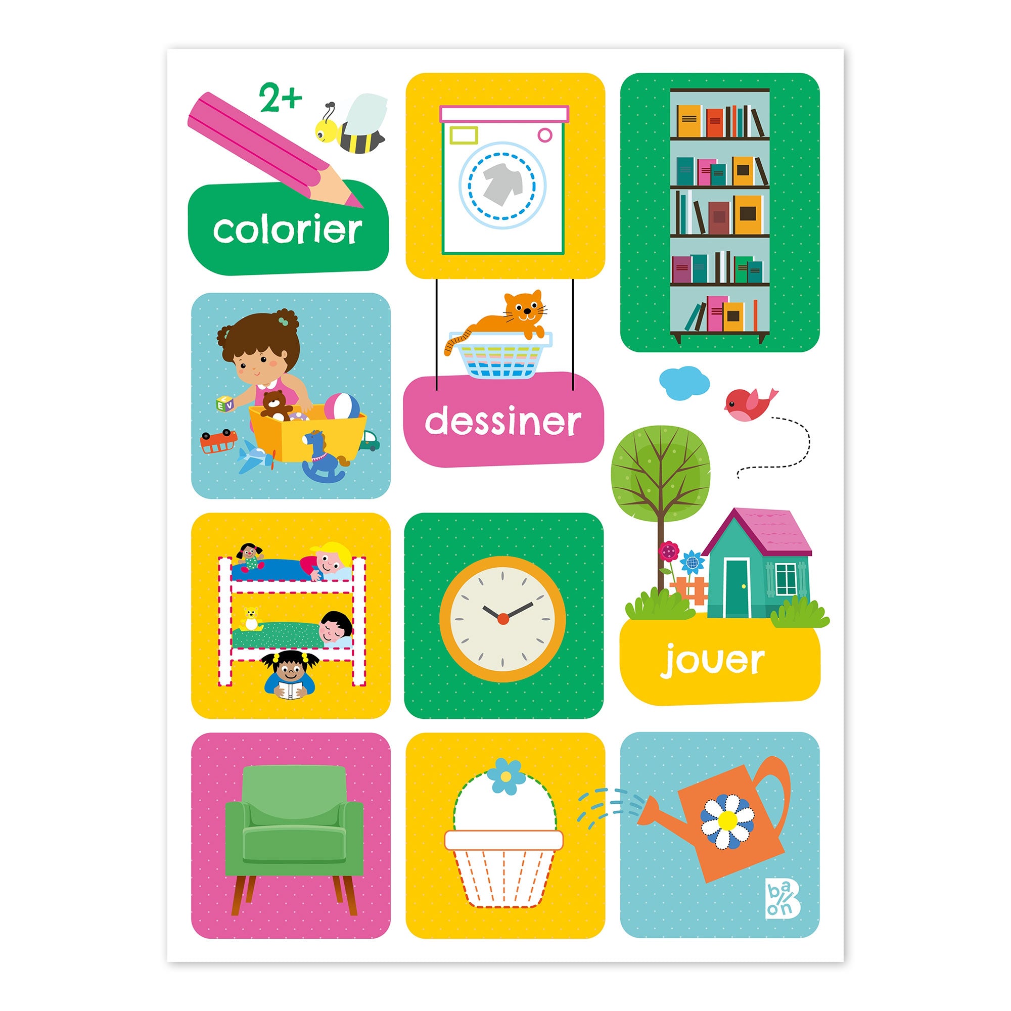 Color, Draw, Play: A Fun Book for 2+ - French Edition