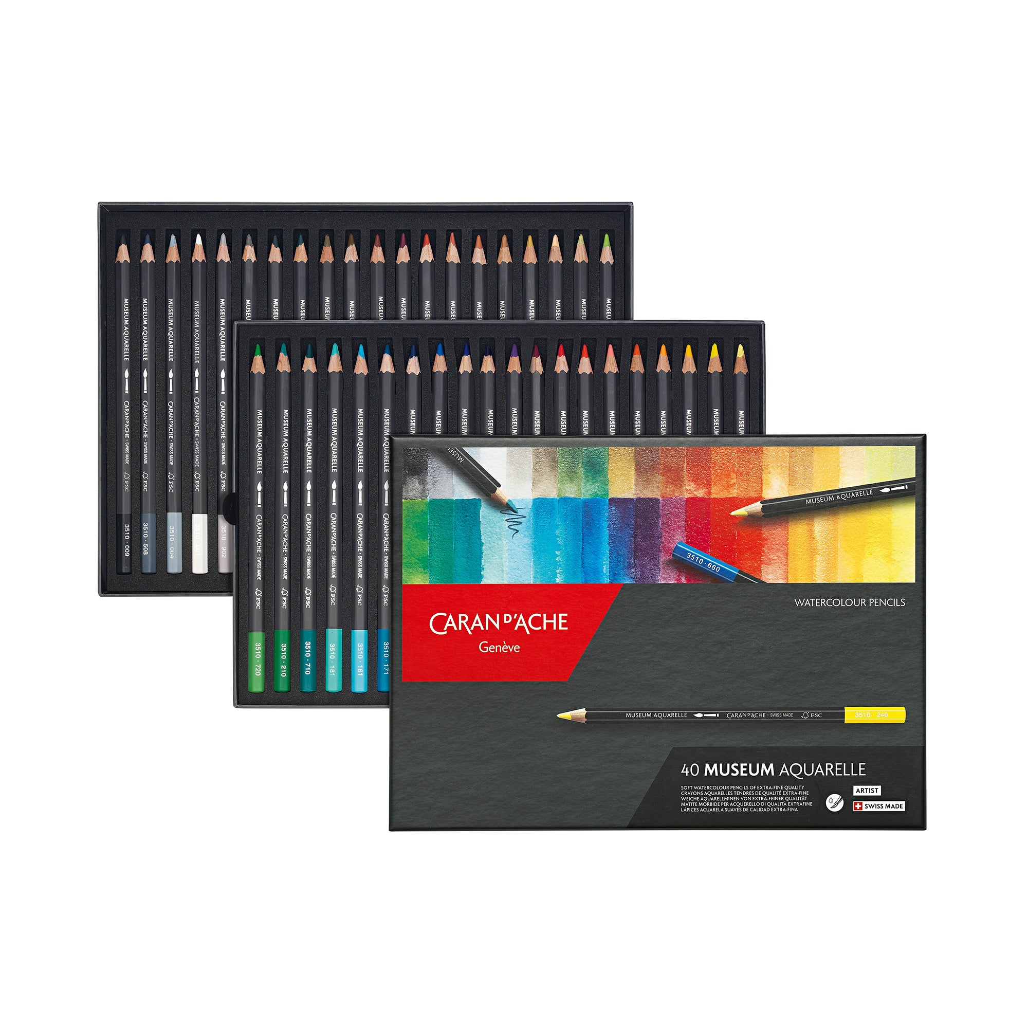 40-Pack Caran D'ache Museum Watercolour Pencils - Unleash Your Artistic Potential!