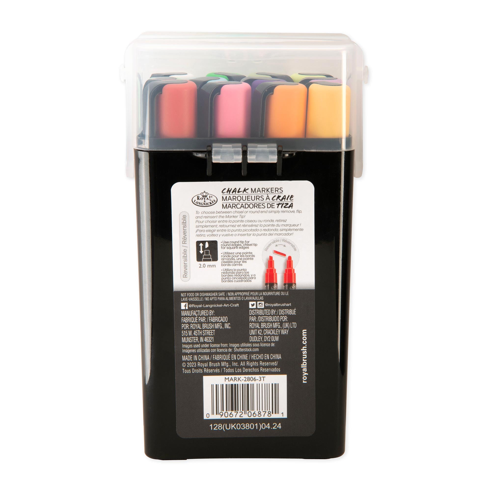 Amazing 12-Piece Chalk Marker Kit with Reversible Tip in Primary Colors