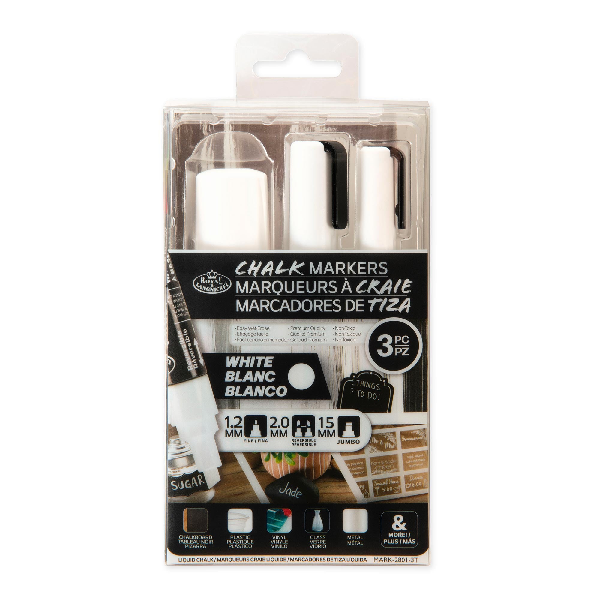 Royal & Langnickel White Chalk Marker Kit - 3 Pieces with Assorted Tips