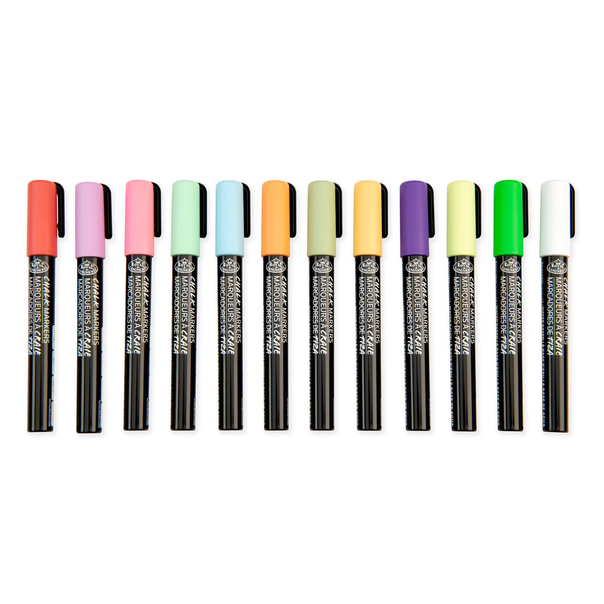 Amazing 12-Piece Chalk Marker Kit with Reversible Tip in Primary Colors