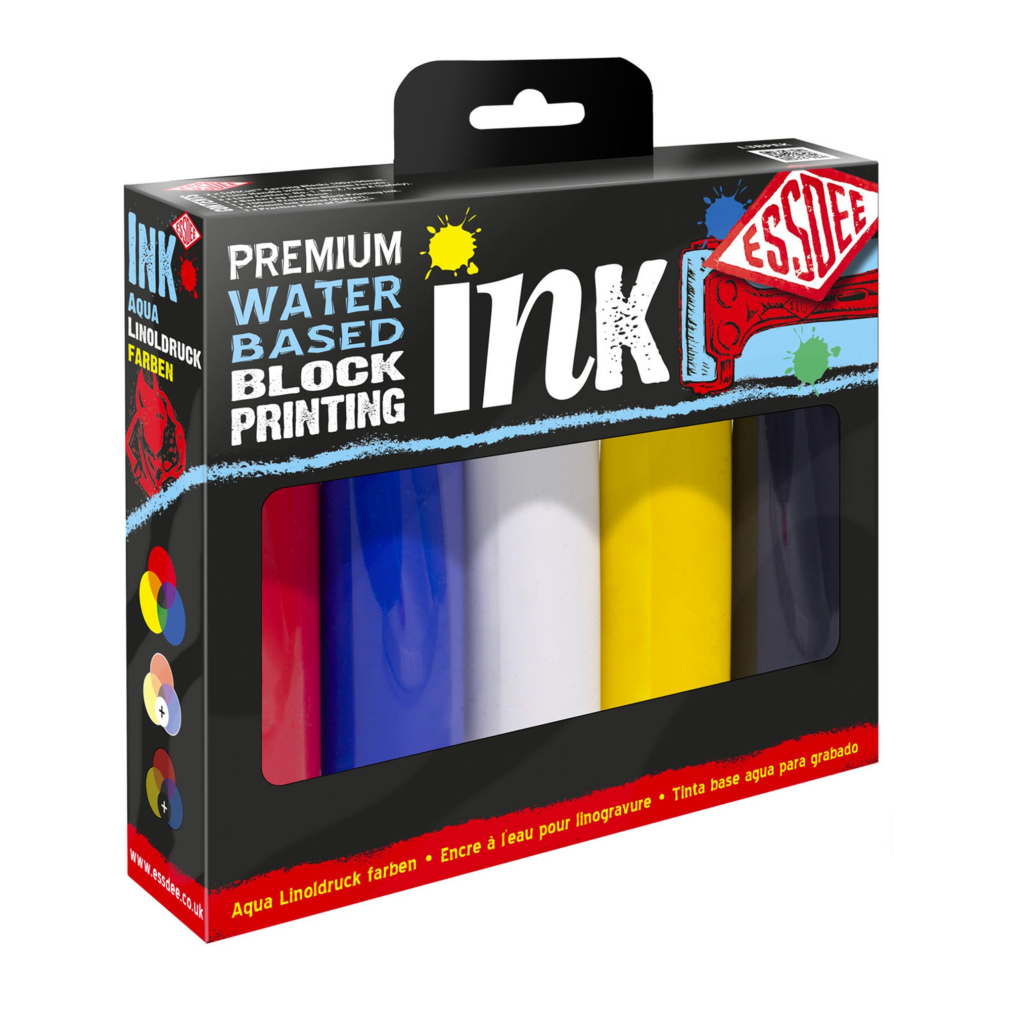 Essdee 5-Pack Premium Block Printing Inks - 100 ml, Primary Colors