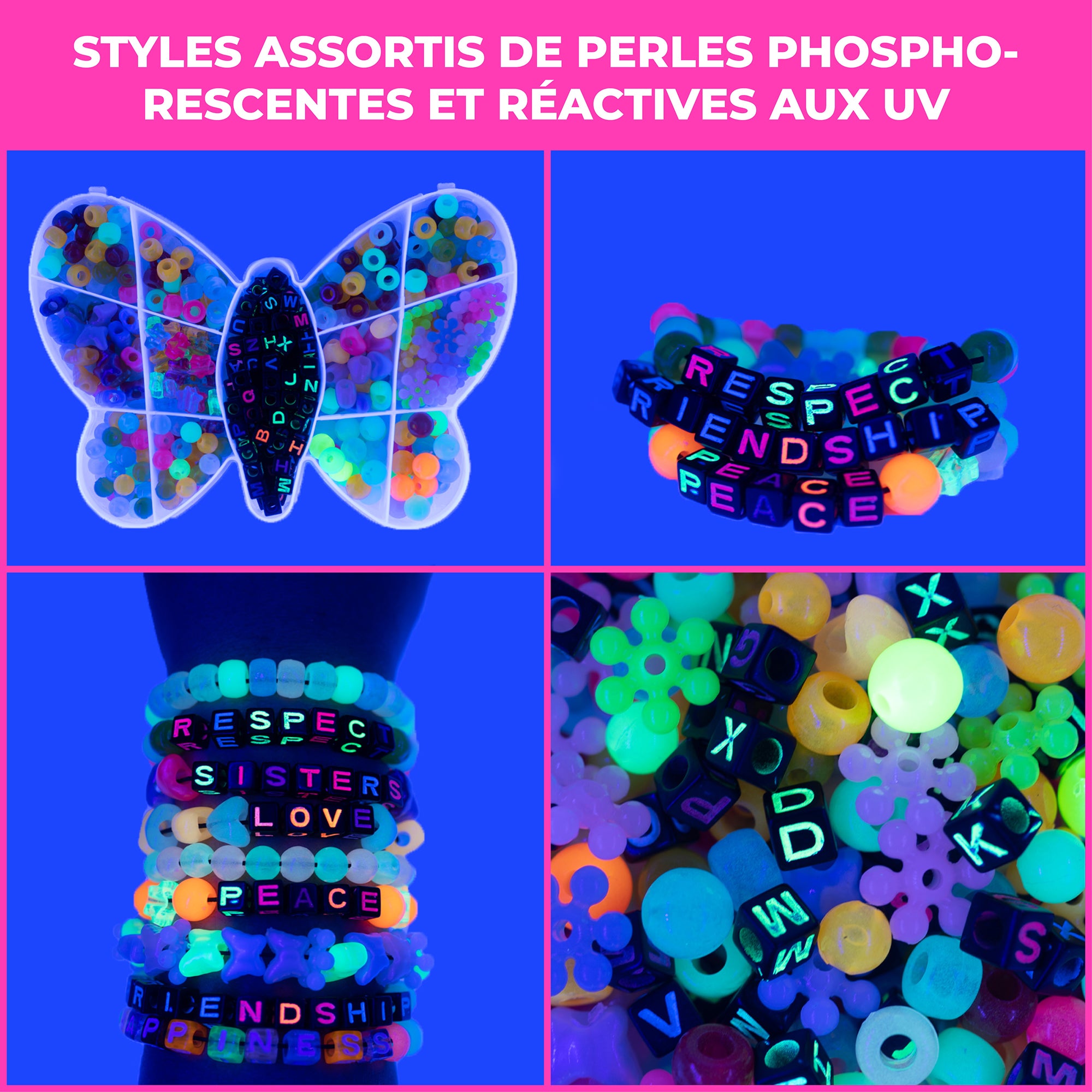 400-Piece Neon Glow-in-the-Dark Bead Set - Unleash Creativity!