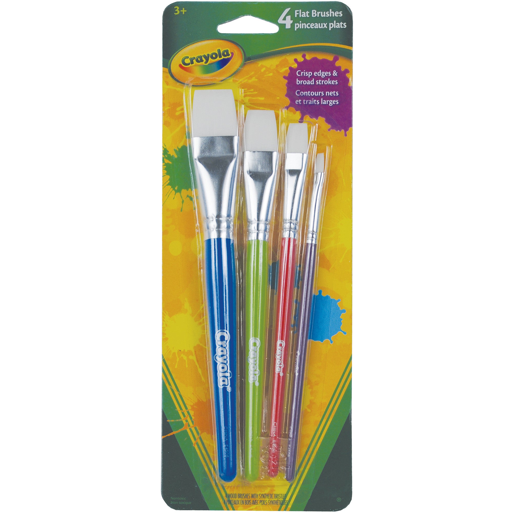 4-Pack White Taklon Flat Paintbrushes - Perfect for Creative Projects!