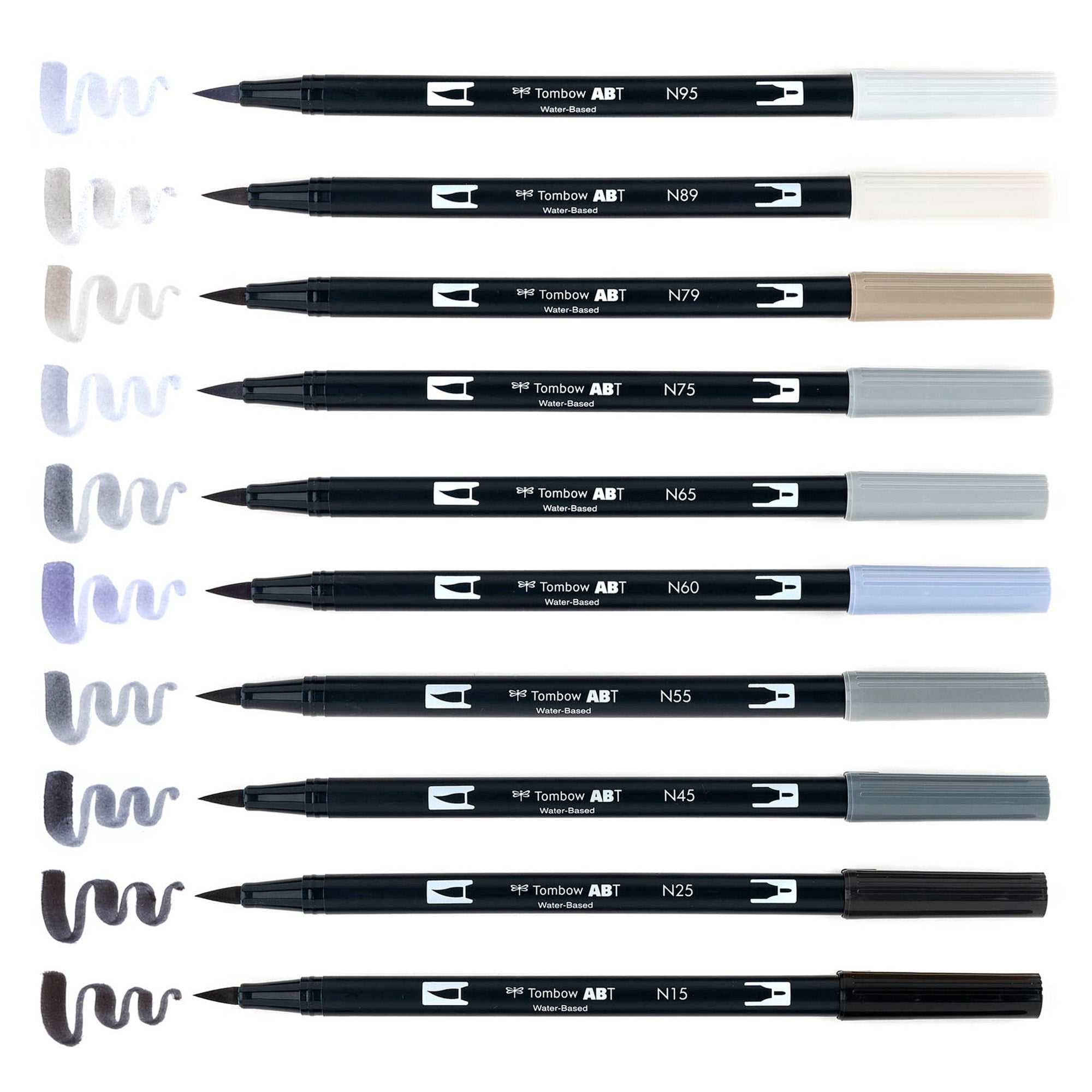 Tombow 10-Pack Dual Brush Pens - Exquisite Grey Collection