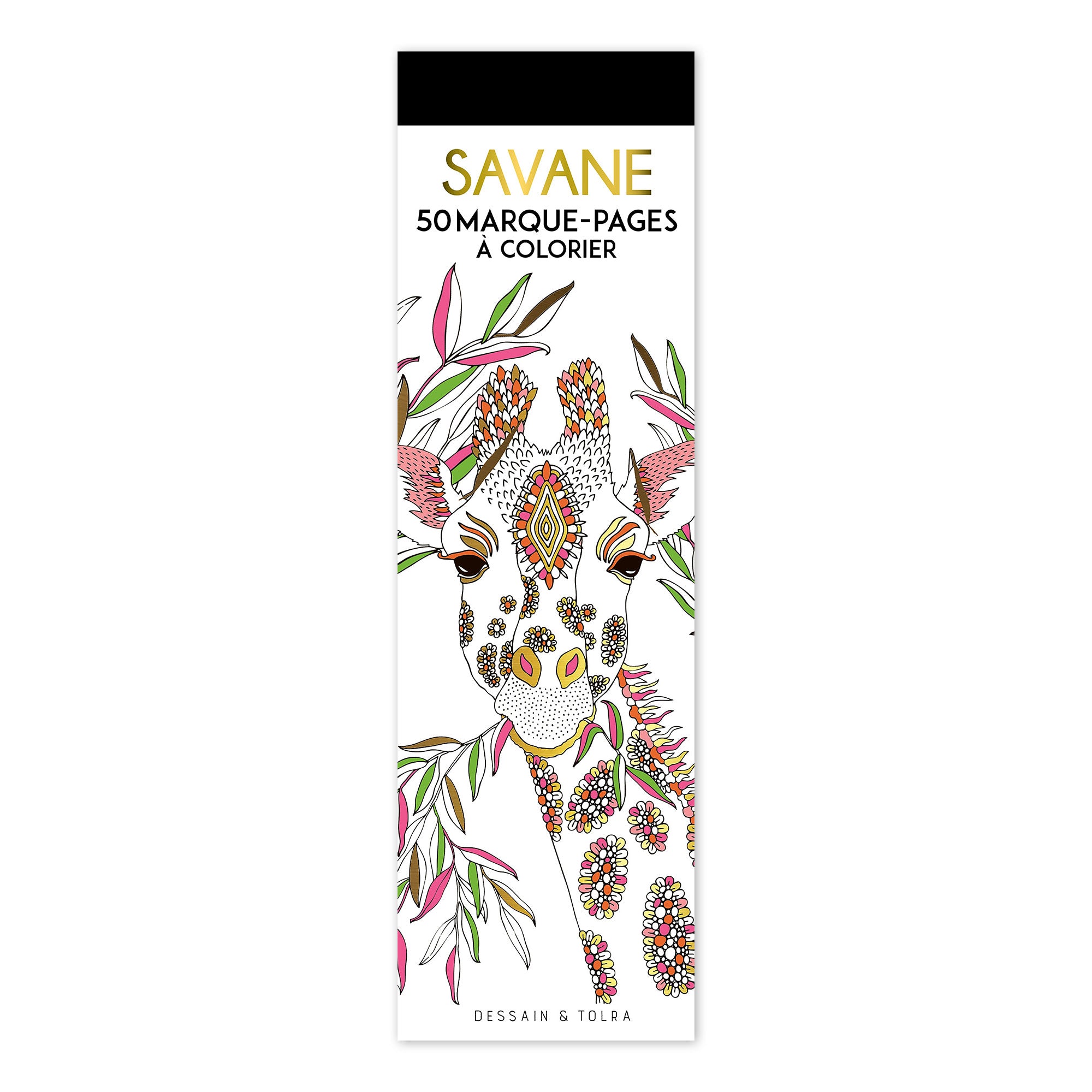 50 Coloring Bookmarks: Savannah - French Edition