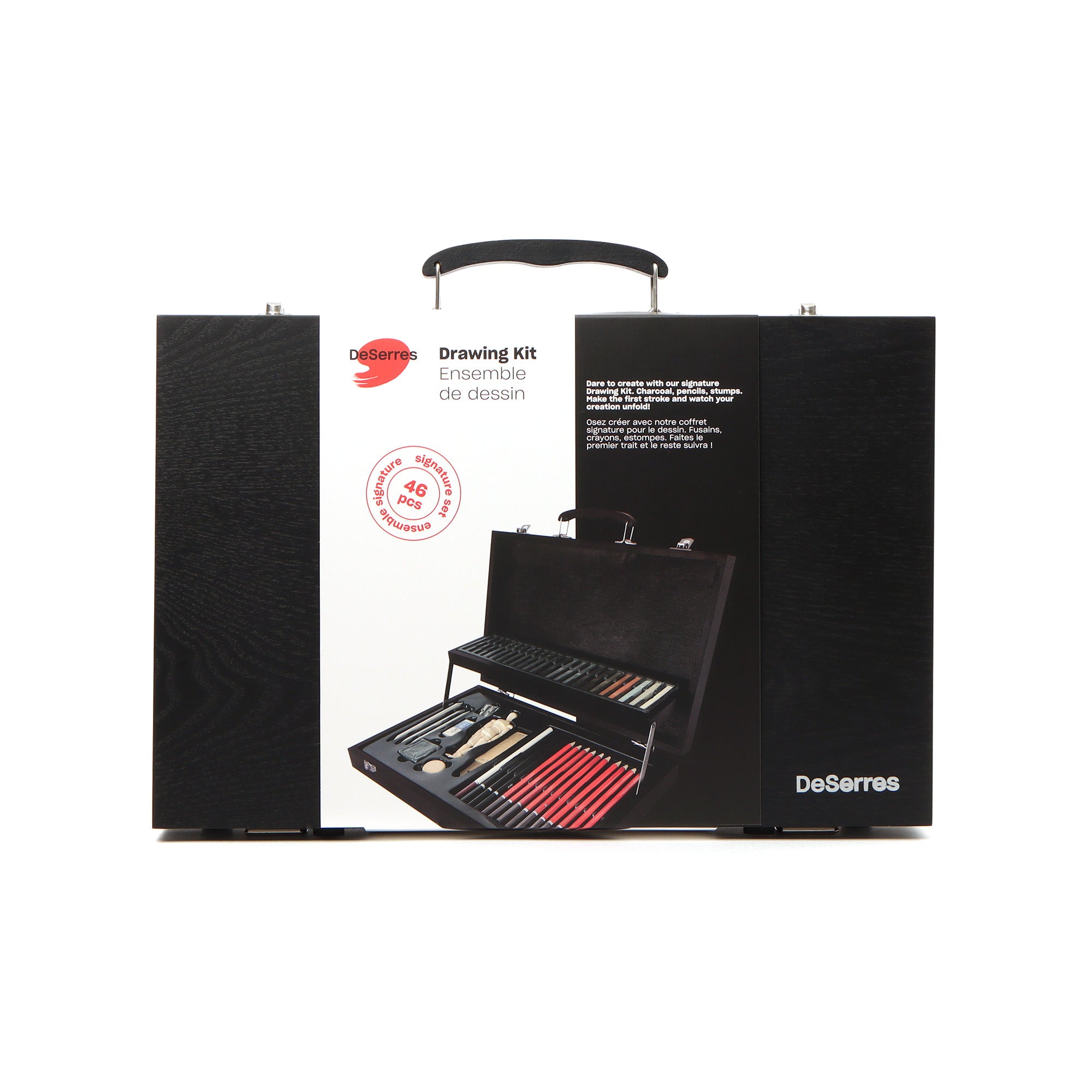Artistic Masterpiece: 46-Piece Wooden Case Sketching Set