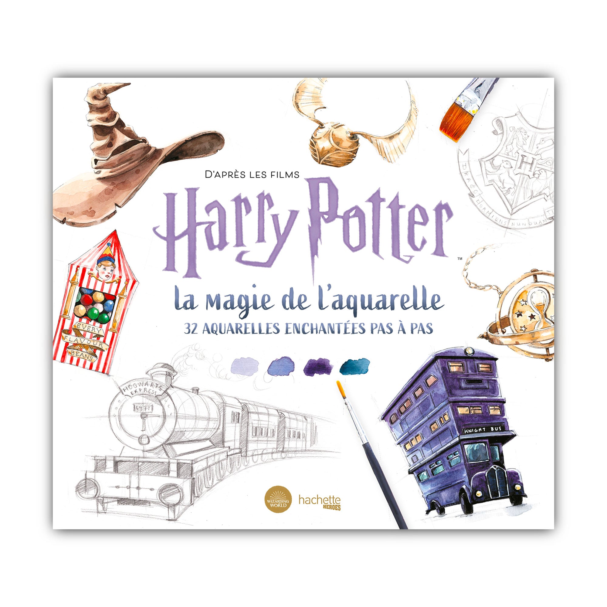 Unleash the Magic: Step-by-Step 32 Enchanted Watercolors Inspired by Harry Potter Films - French Ed.