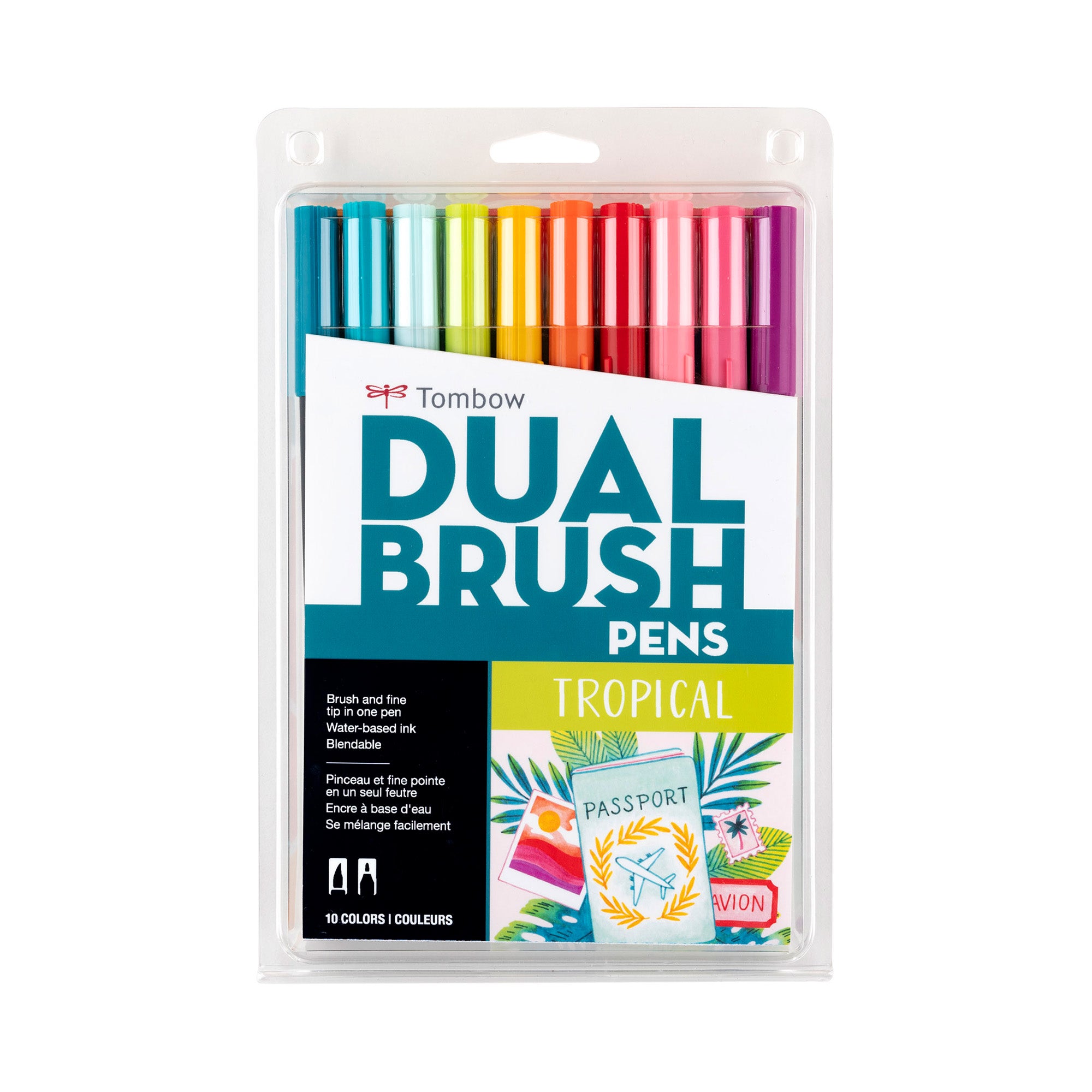 10-Pack Tropical Dual Brush Pens - Unleash Your Creativity!