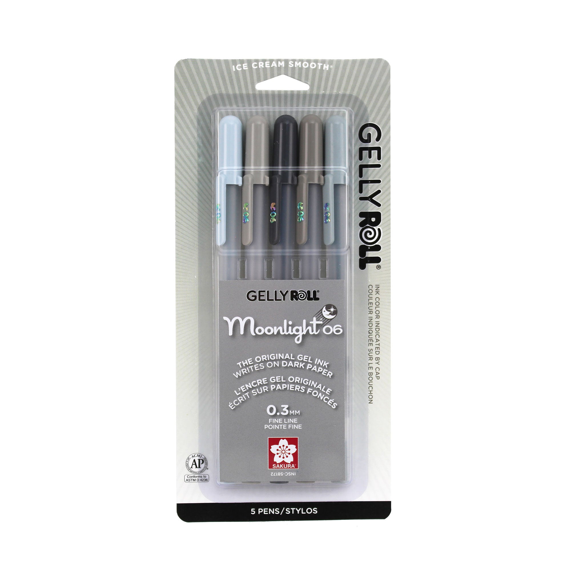 5-Pack Gelly Roll Moonlight 06 Grey Pens - Spark Your Creativity!