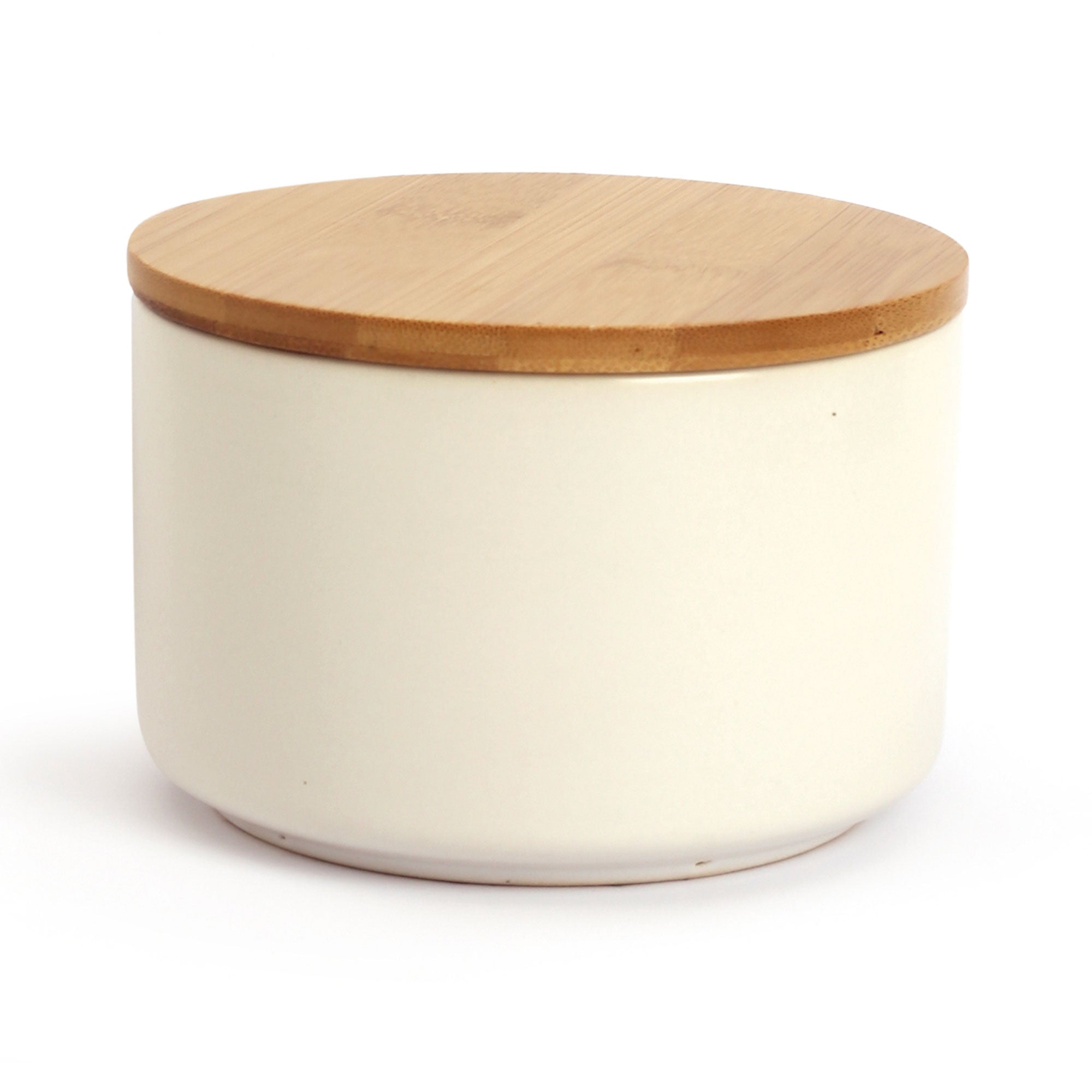 Exquisite Ceramic Candle Jar with Bamboo Lid - 10 x 8 cm