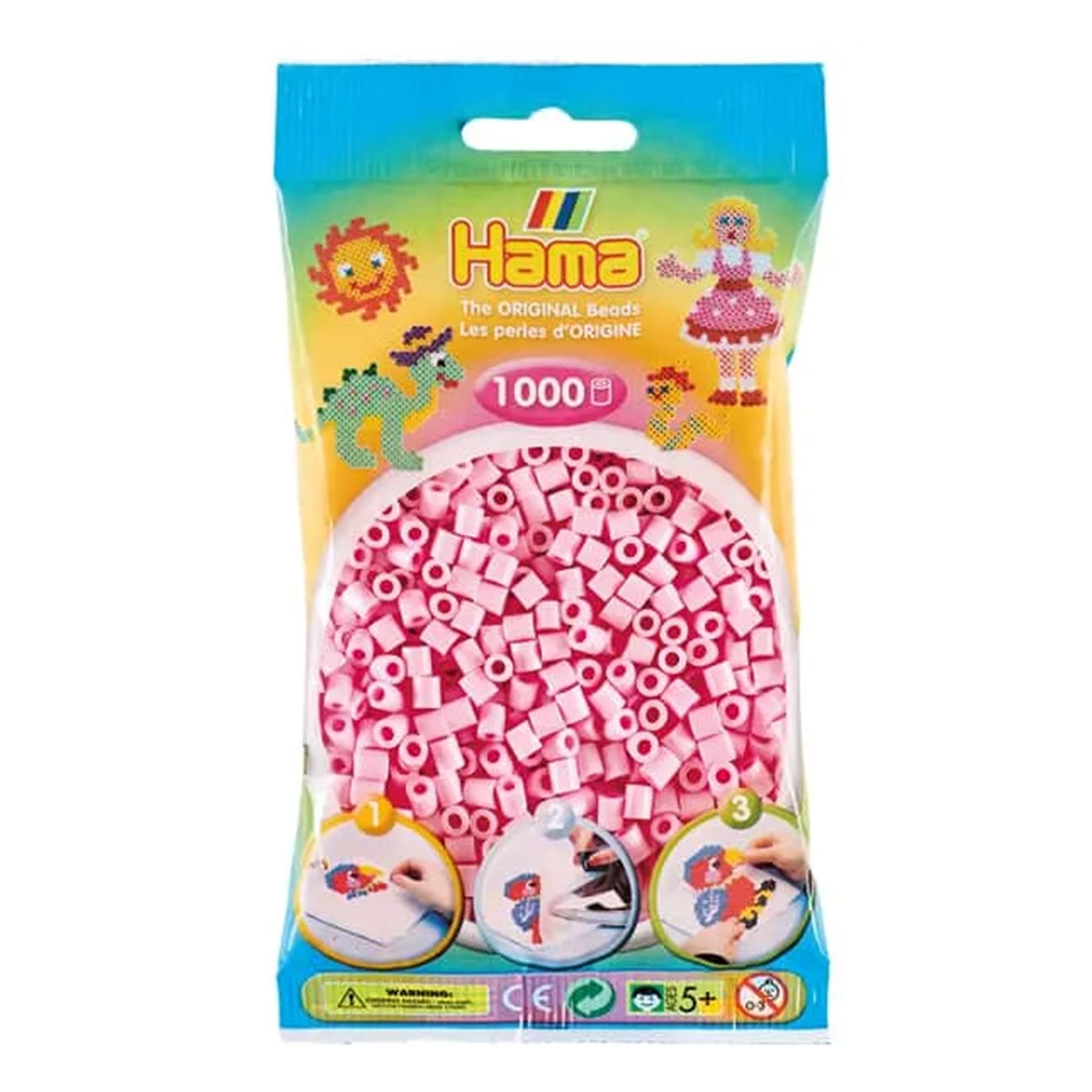 1,000-Piece Hama Midi Beads in Stunning Pastel Pink