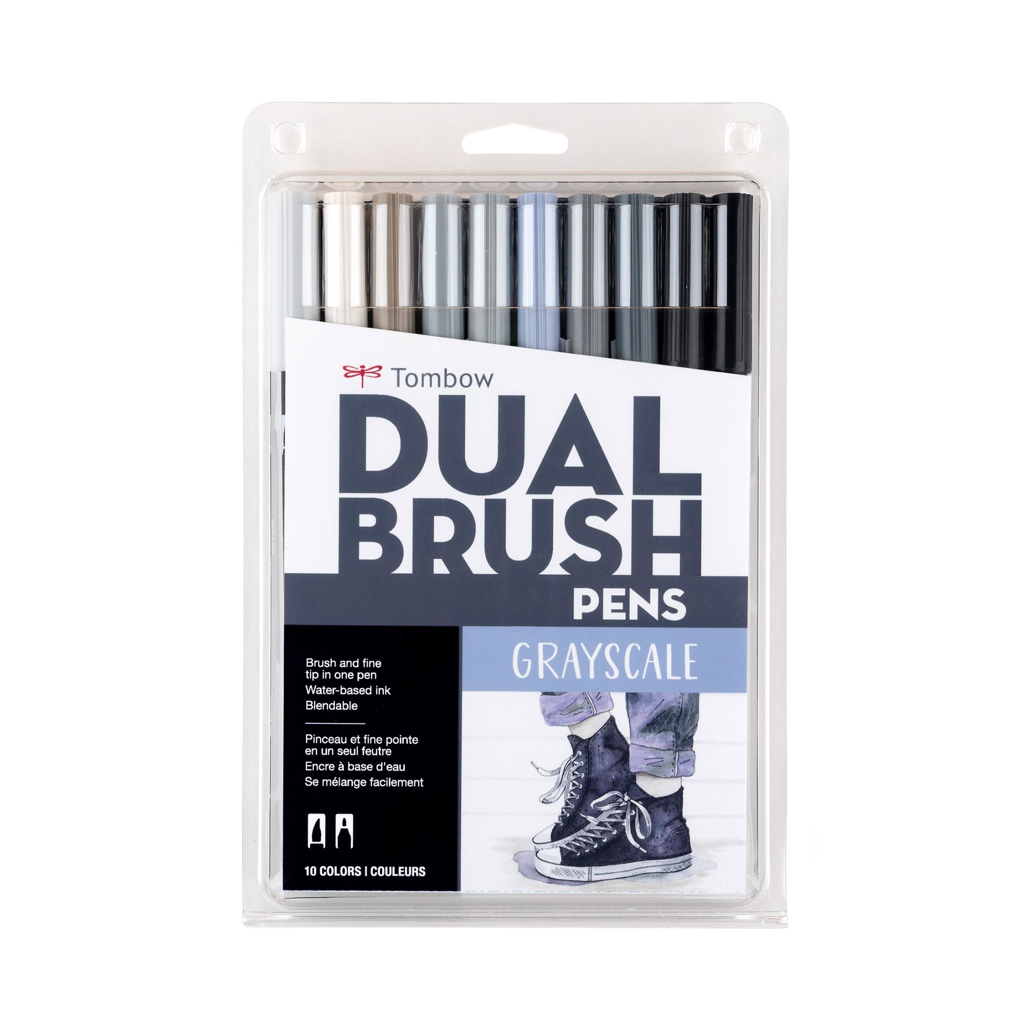 Tombow 10-Pack Dual Brush Pens - Exquisite Grey Collection