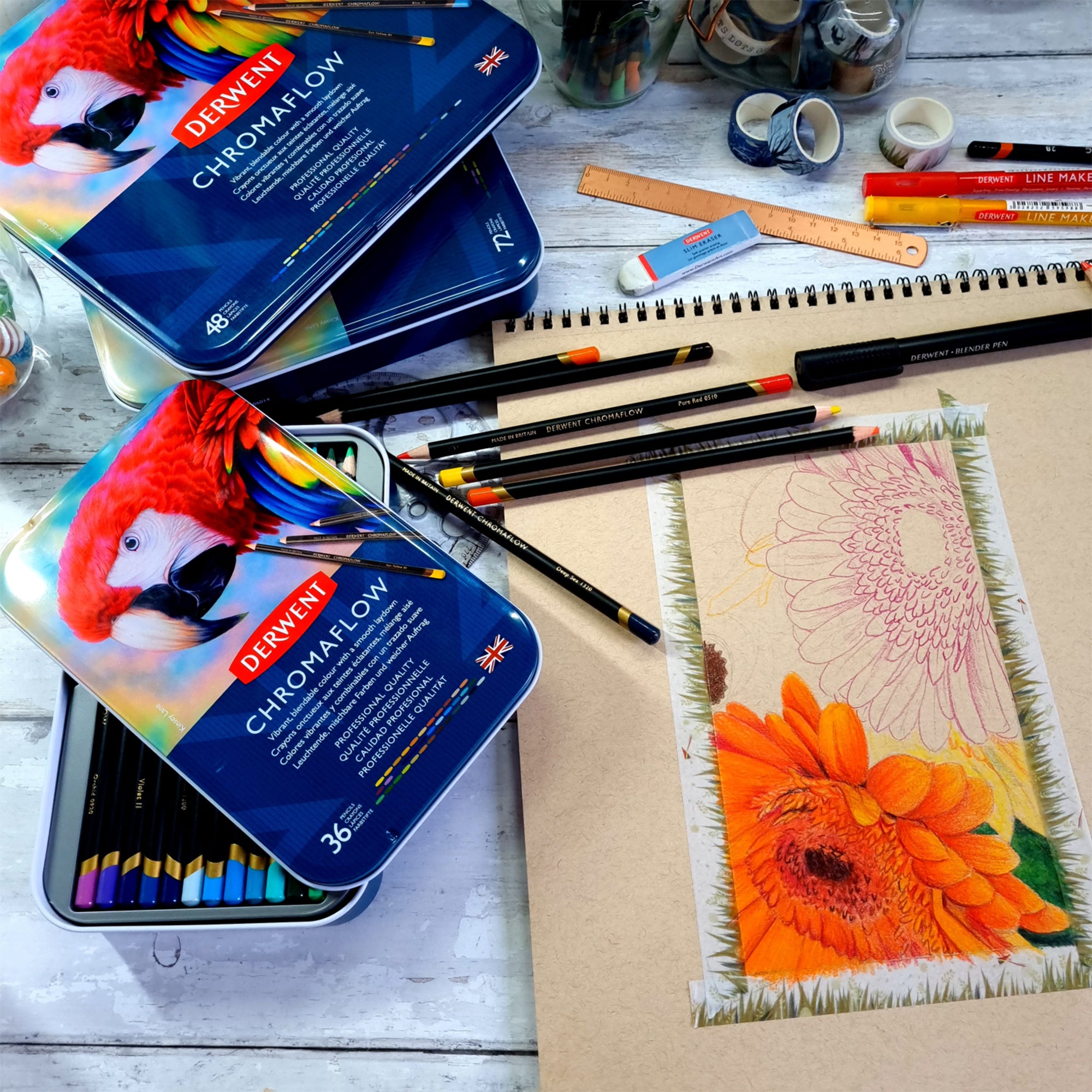 48-Piece Derwent Chromaflow Pencil Set - Unleash Your Creativity!