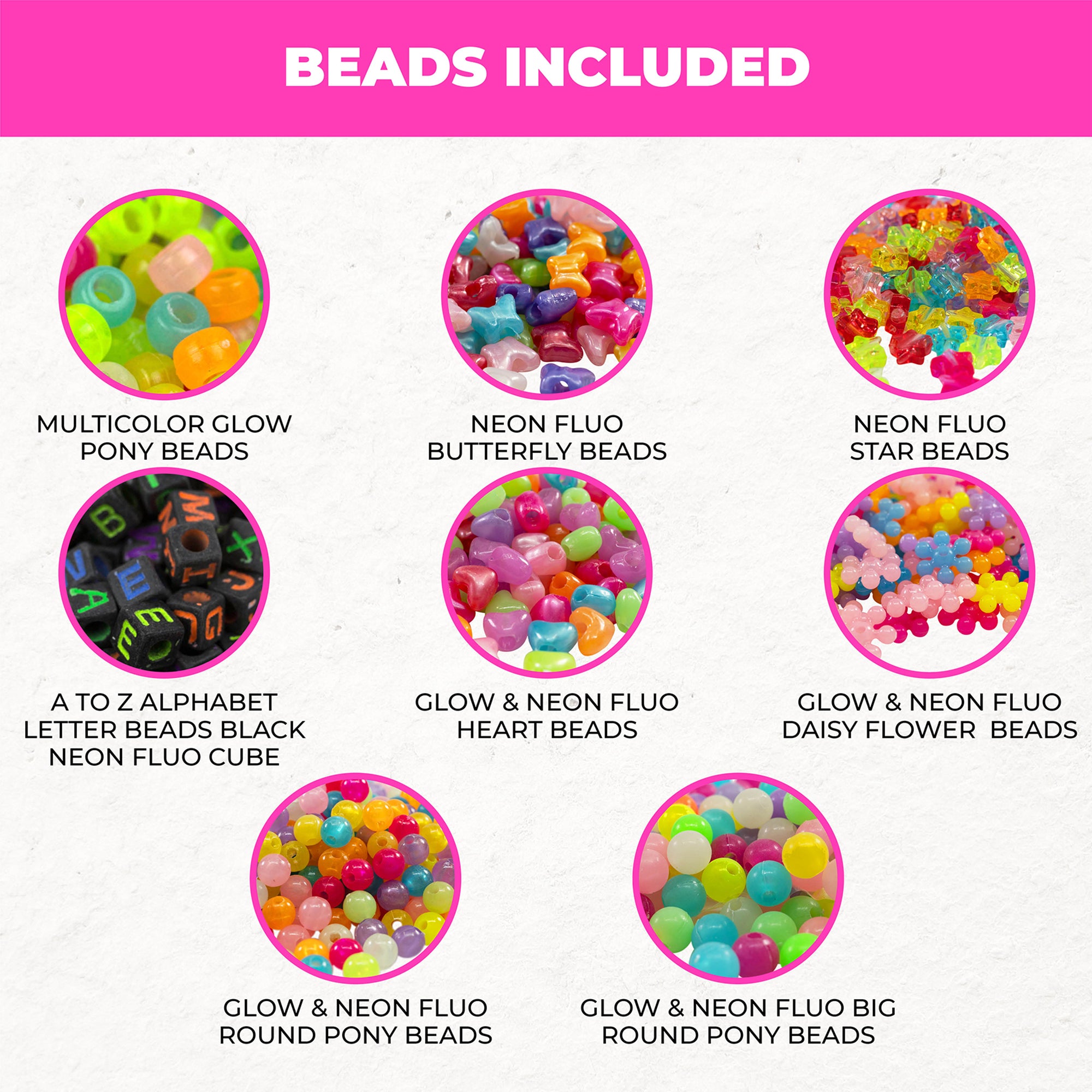 400-Piece Neon Glow-in-the-Dark Bead Set - Unleash Creativity!