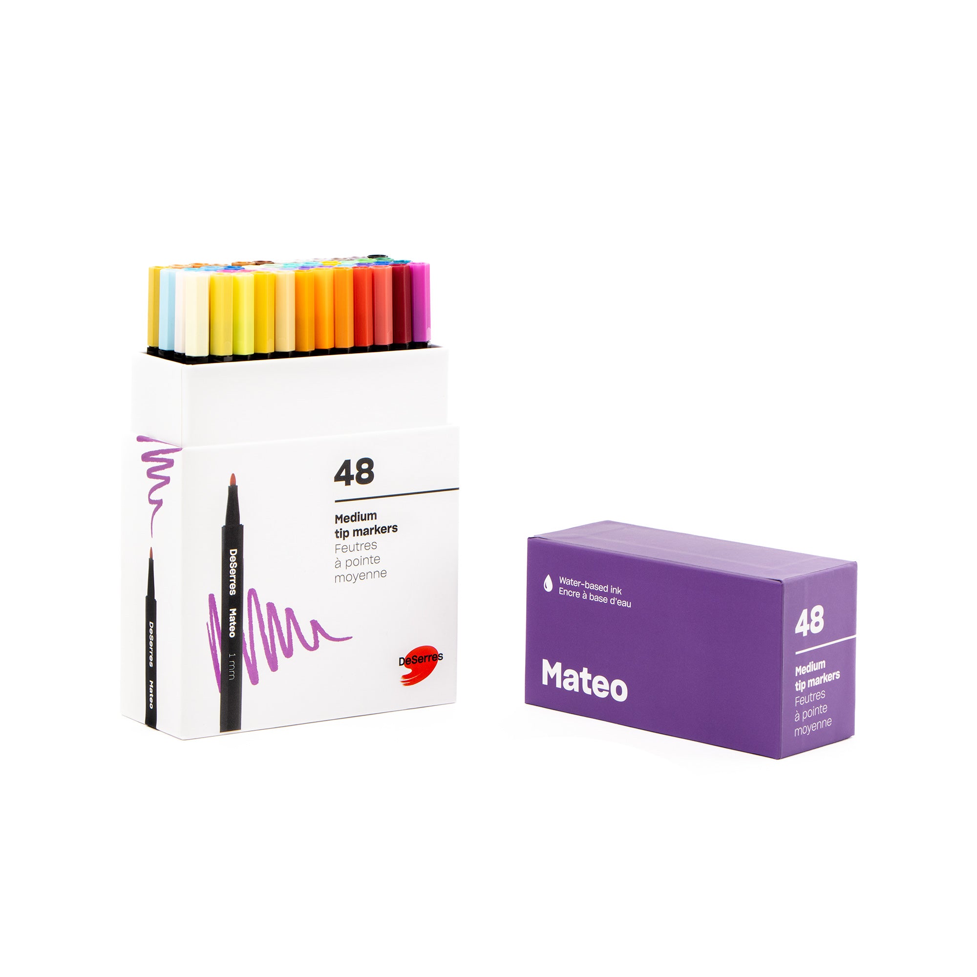 Mateo Medium-Tip Markers Set - 48 Assorted Colors