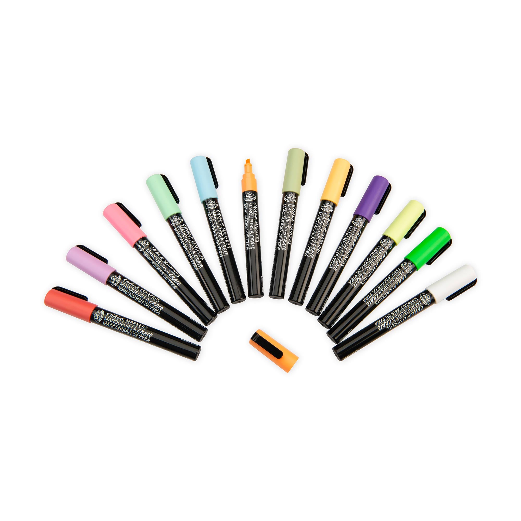 Amazing 12-Piece Chalk Marker Kit with Reversible Tip in Primary Colors