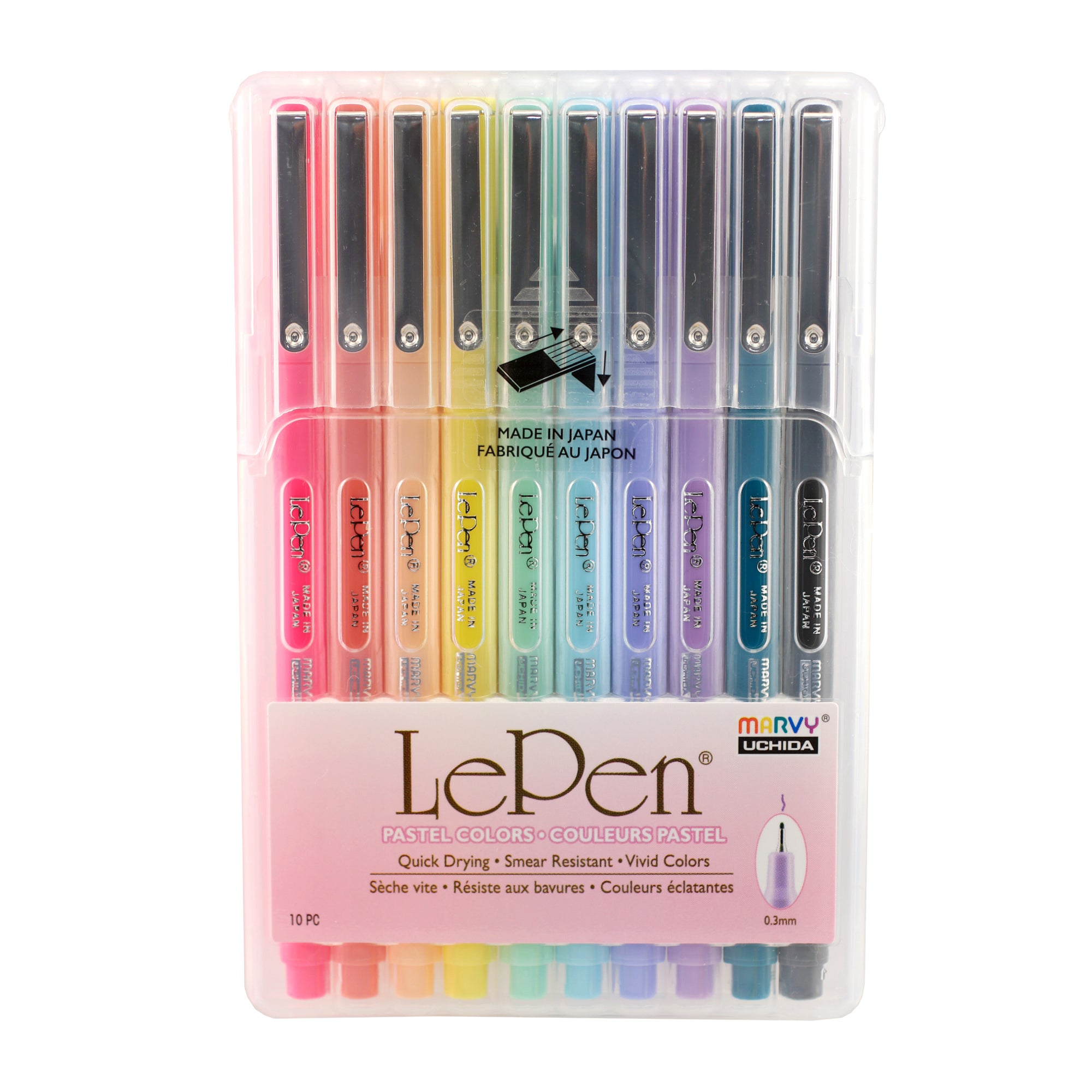 Le Pen Fineliners 10-Pack - Vibrant Pastel Colors